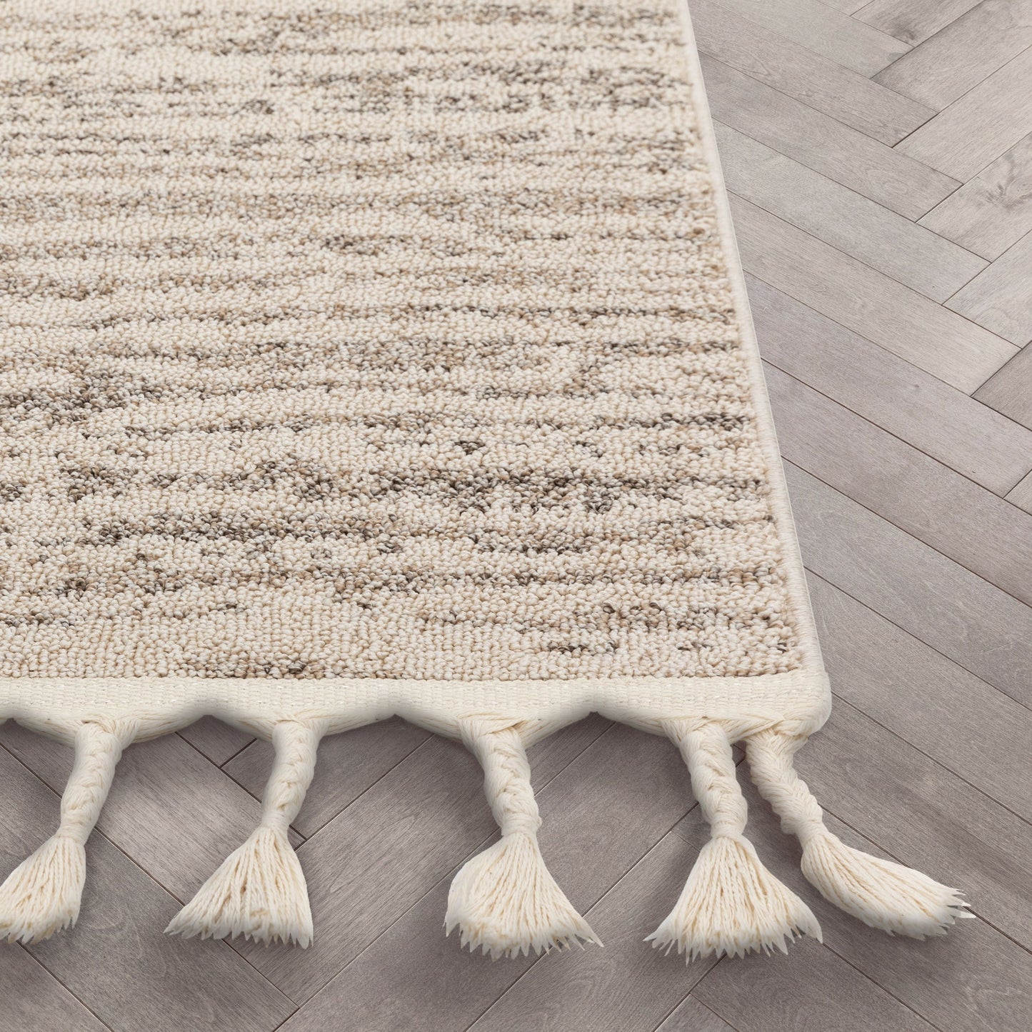 Turin Modern Abstract Striation Beige Kilim-Style Rug LDL-102
