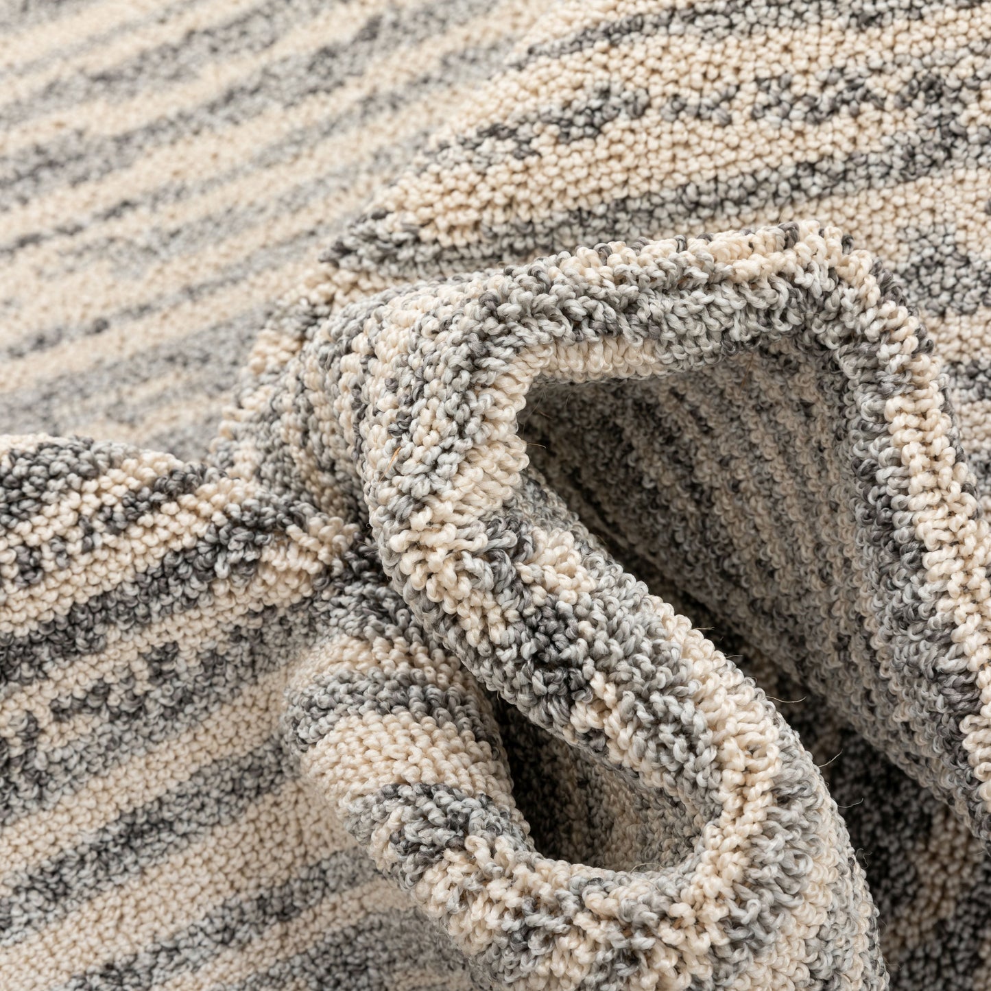 Turin Modern Abstract Striation Grey Kilim-Style Rug LDL-107