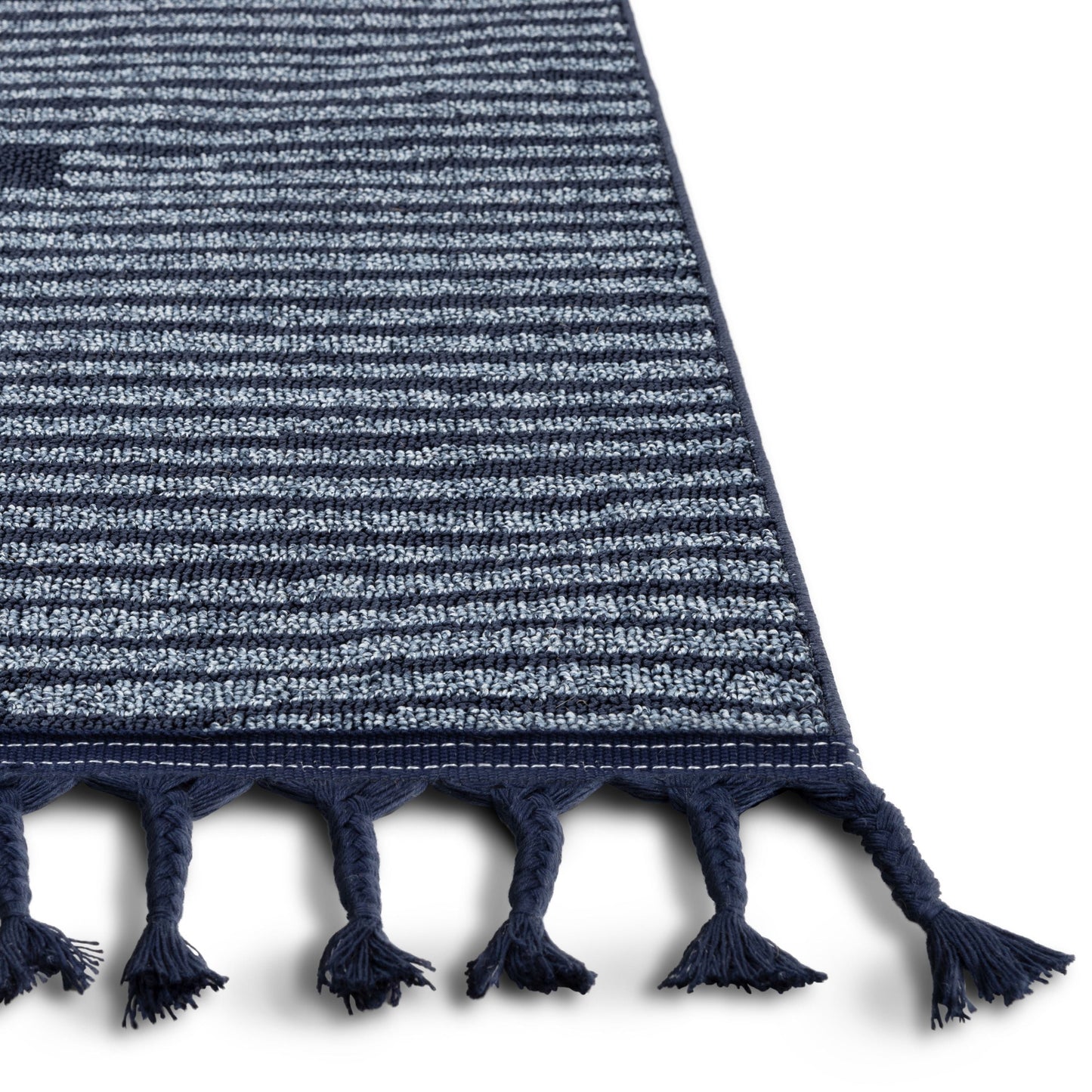 Zipped Tribal Aztec Geometric Dark Blue Kilim-Style Rug LDL-14