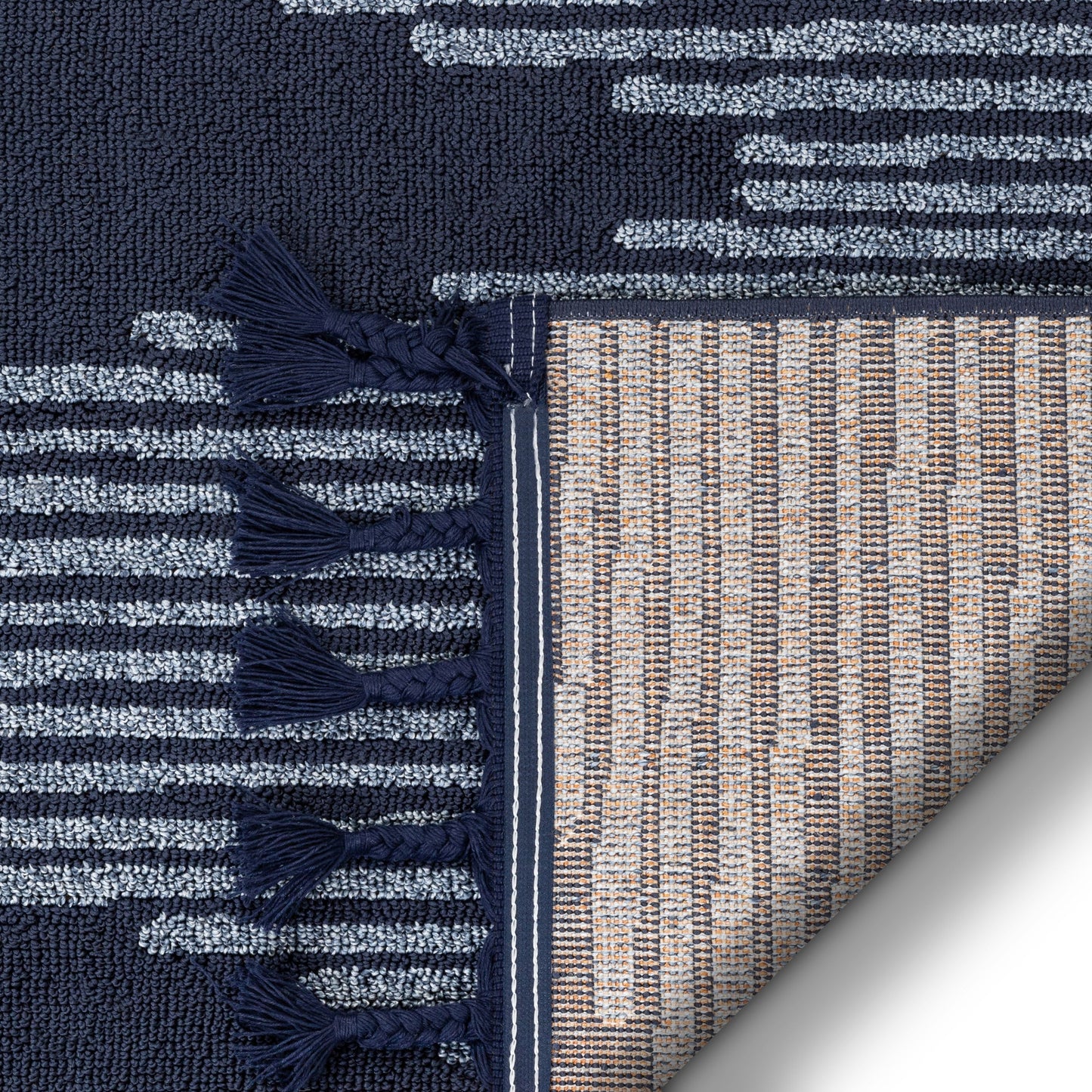 Zipped Tribal Aztec Geometric Dark Blue Kilim-Style Rug LDL-14
