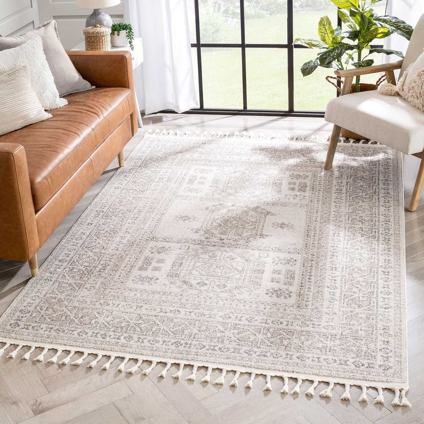 Carina Tribal Medallion Beige Kilim-Style Rug LDL-152