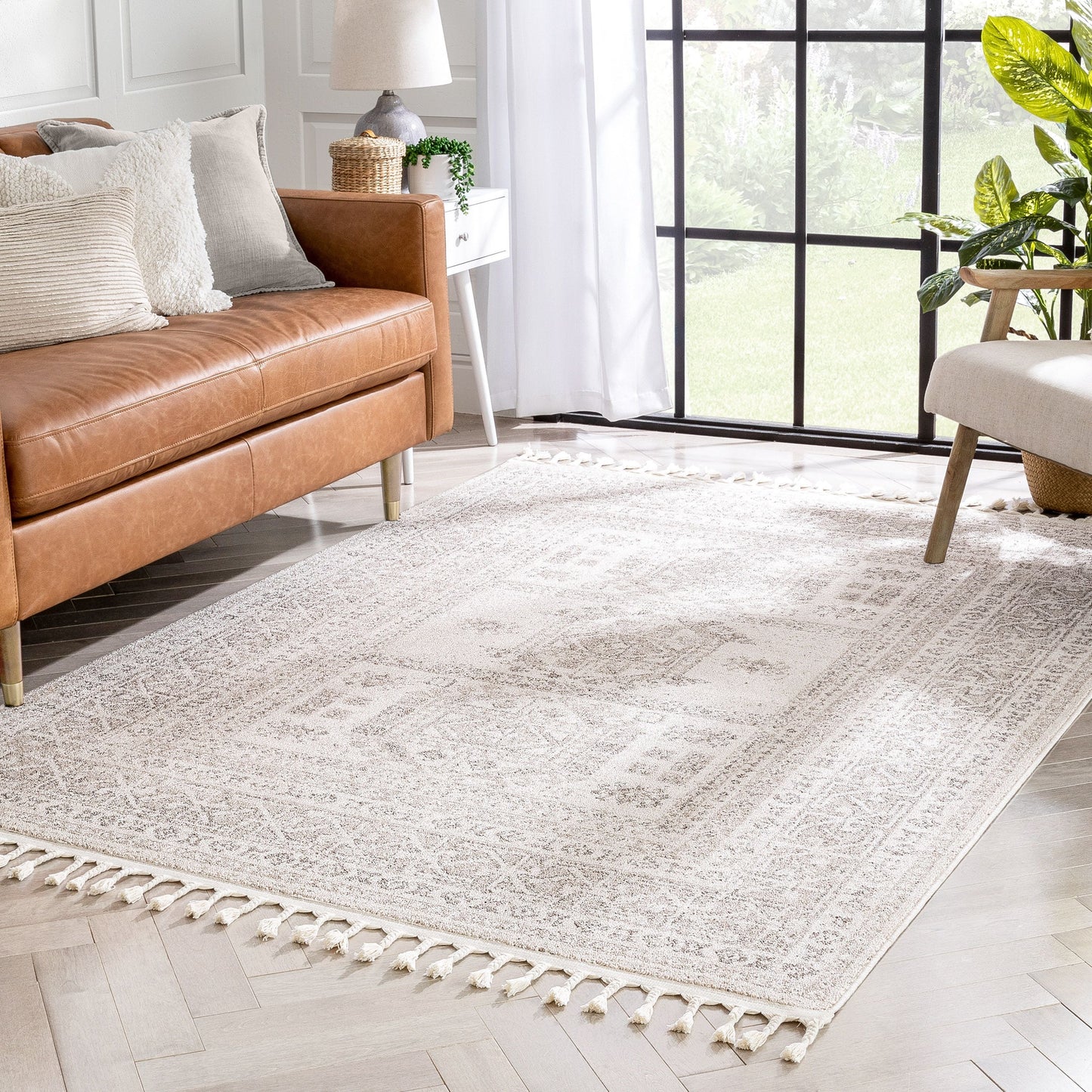 Carina Tribal Medallion Beige Kilim-Style Rug LDL-152