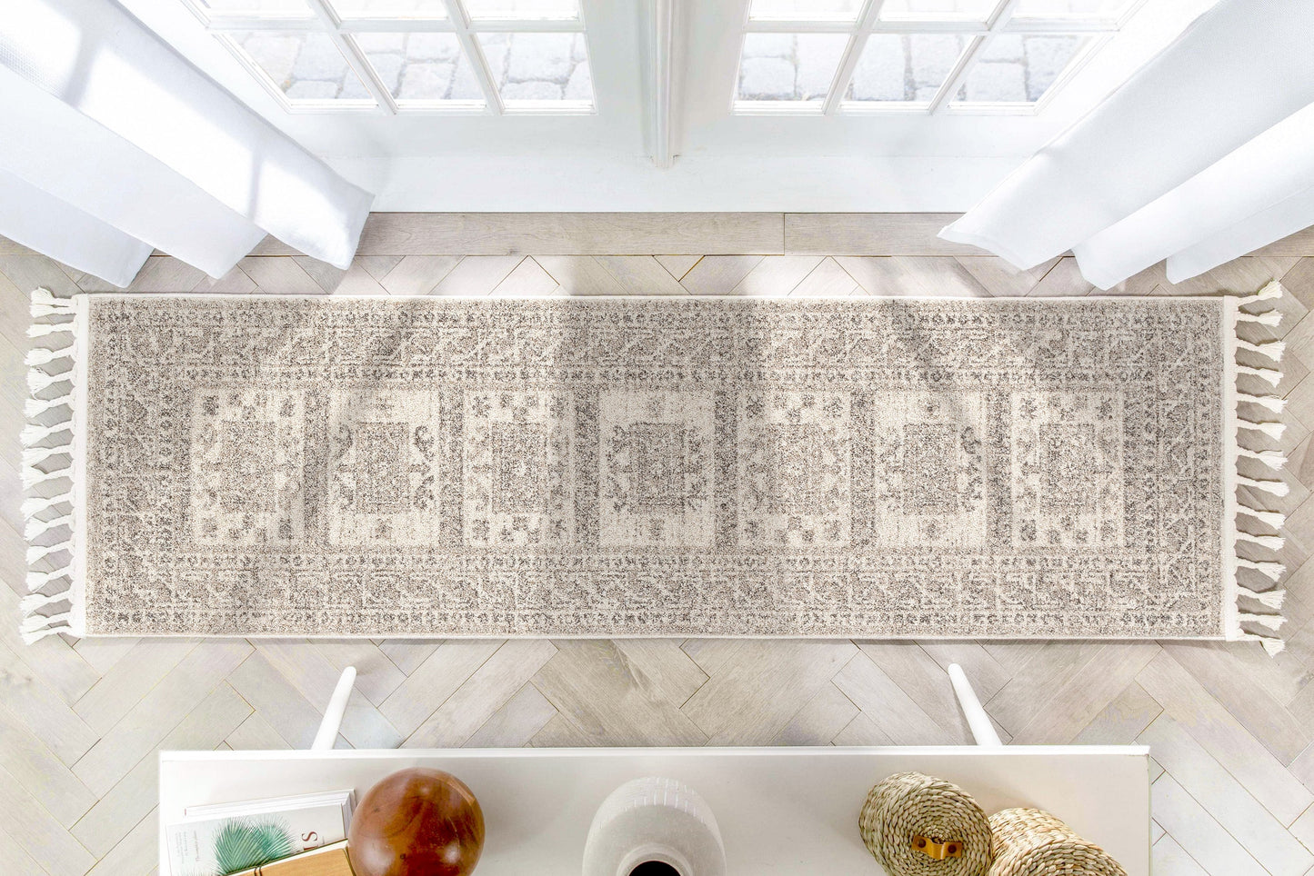 Carina Tribal Medallion Beige Kilim-Style Rug LDL-152