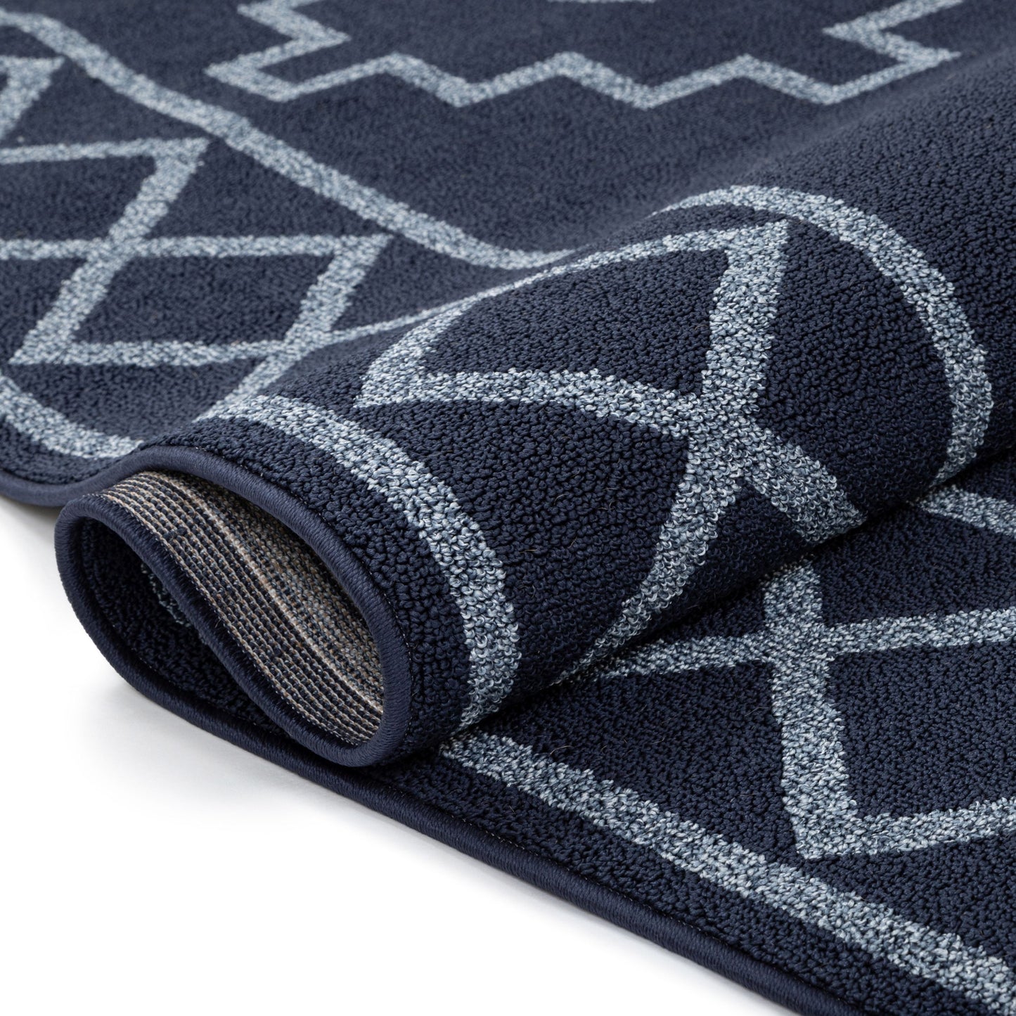 Mica Southwestern Tribal Geometric Dark Blue Kilim-Style Rug LDL-24