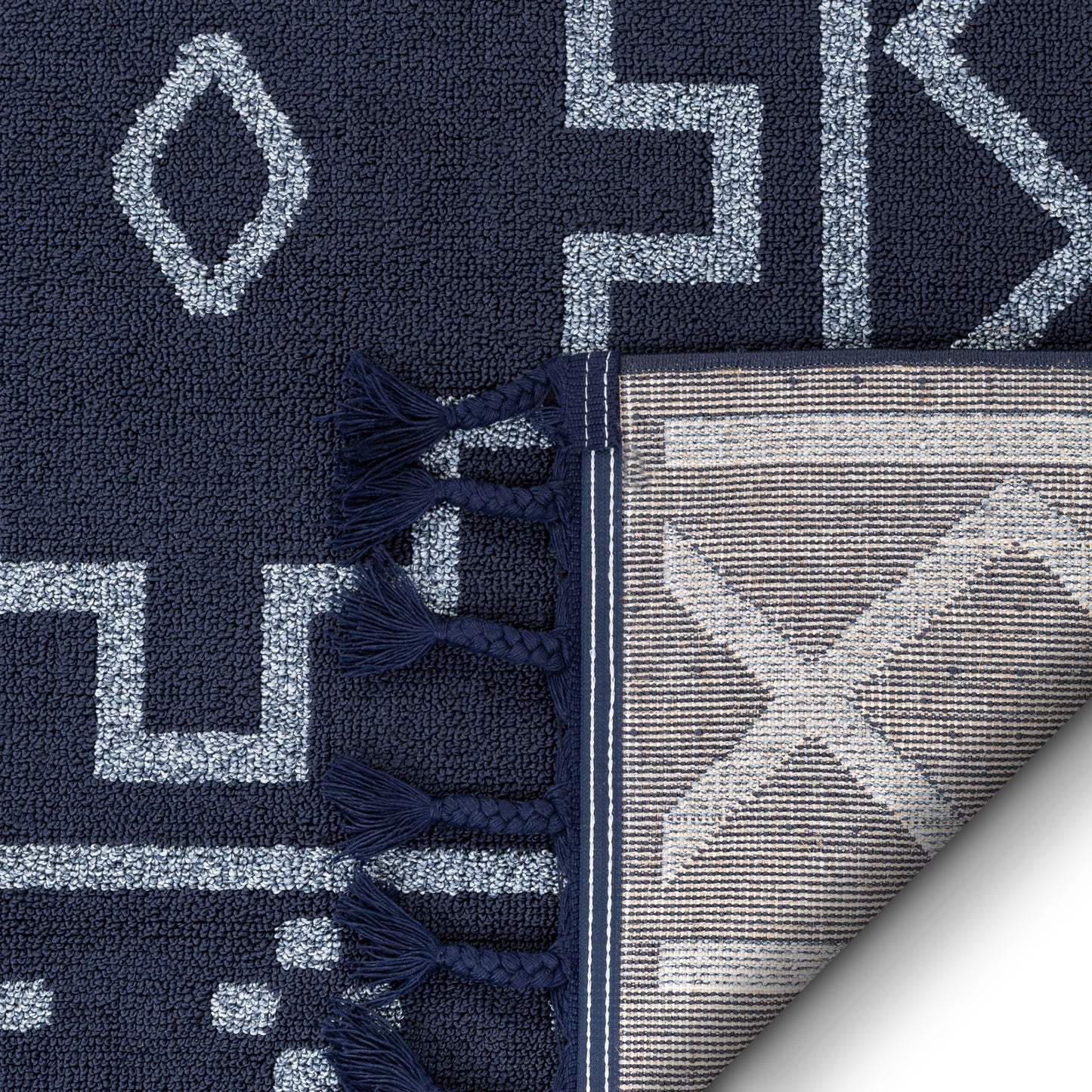 Mica Southwestern Tribal Geometric Dark Blue Kilim-Style Rug LDL-24