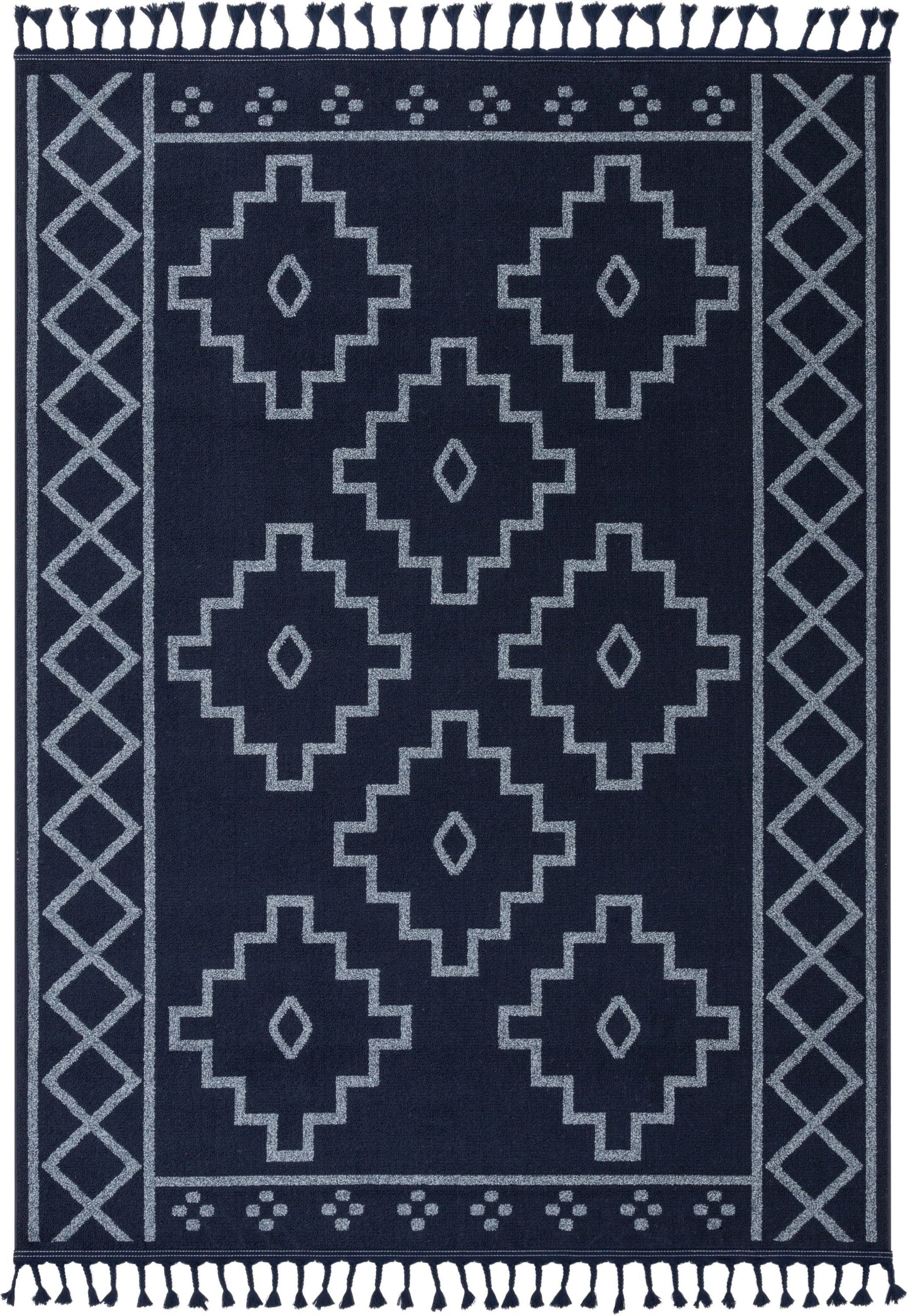 Mica Southwestern Tribal Geometric Dark Blue Kilim-Style Rug LDL-24