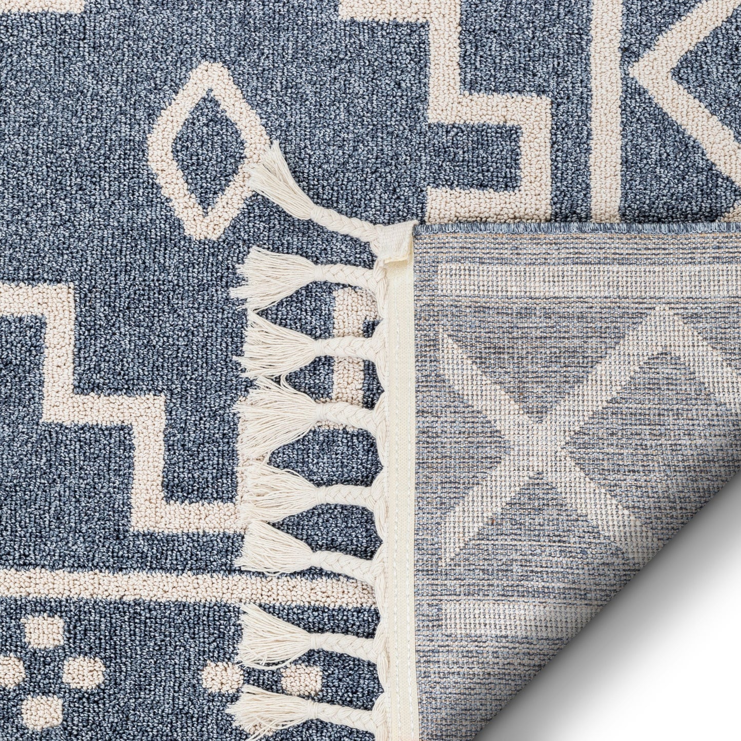 Mica Southwestern Tribal Geometric Denim Blue Kilim-Style Rug LDL-26