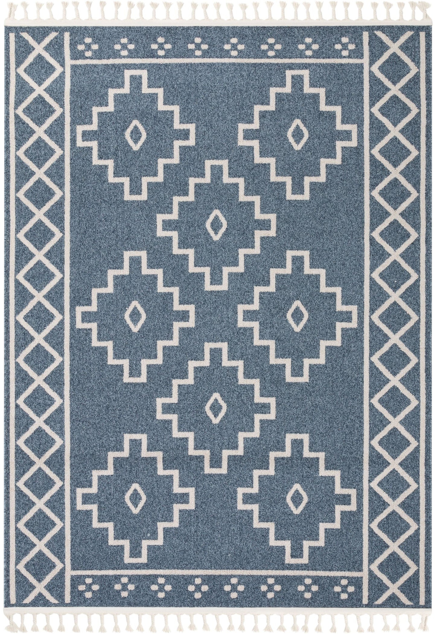 Mica Southwestern Tribal Geometric Denim Blue Kilim-Style Rug LDL-26