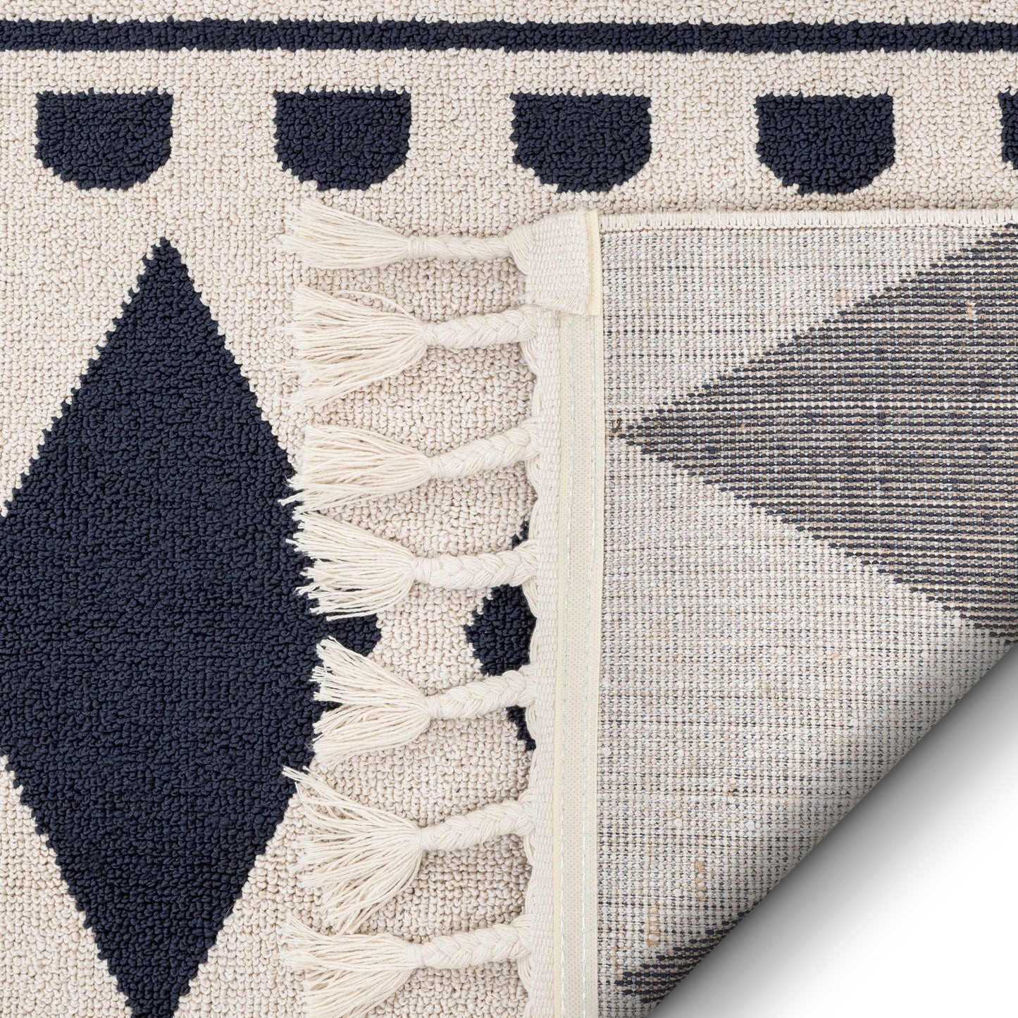Cruce Tribal Moroccan Geometric Dark Blue Kilim-Style Rug LDL-74