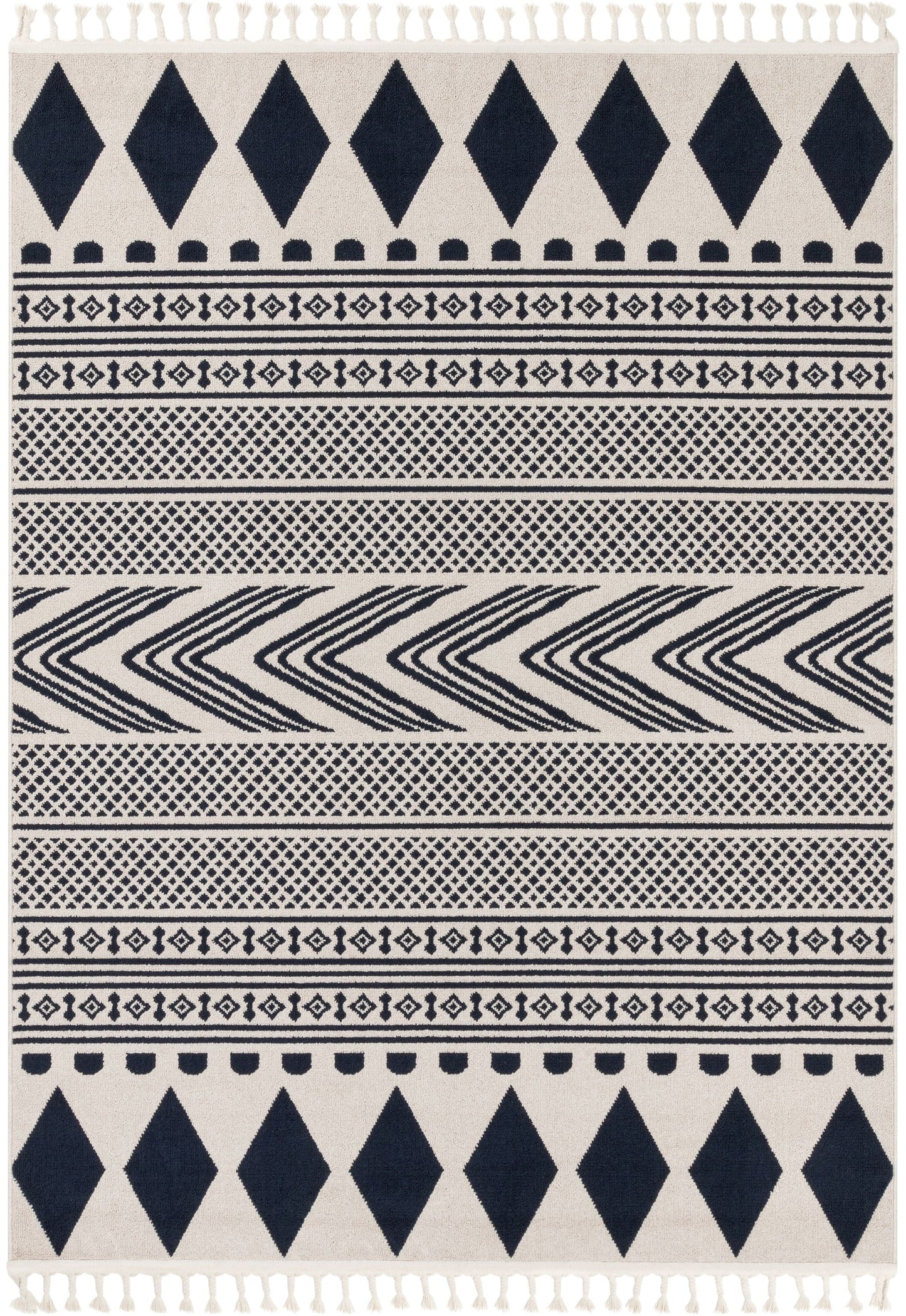 Cruce Tribal Moroccan Geometric Dark Blue Kilim-Style Rug LDL-74