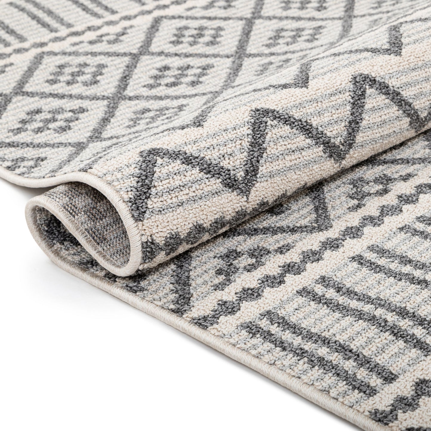 Covina Tribal Geometric Diamond Grey Kilim-Style Rug LDL-88