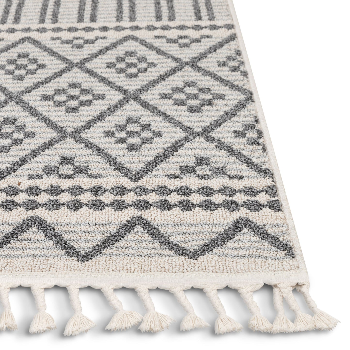 Covina Tribal Geometric Diamond Grey Kilim-Style Rug LDL-88