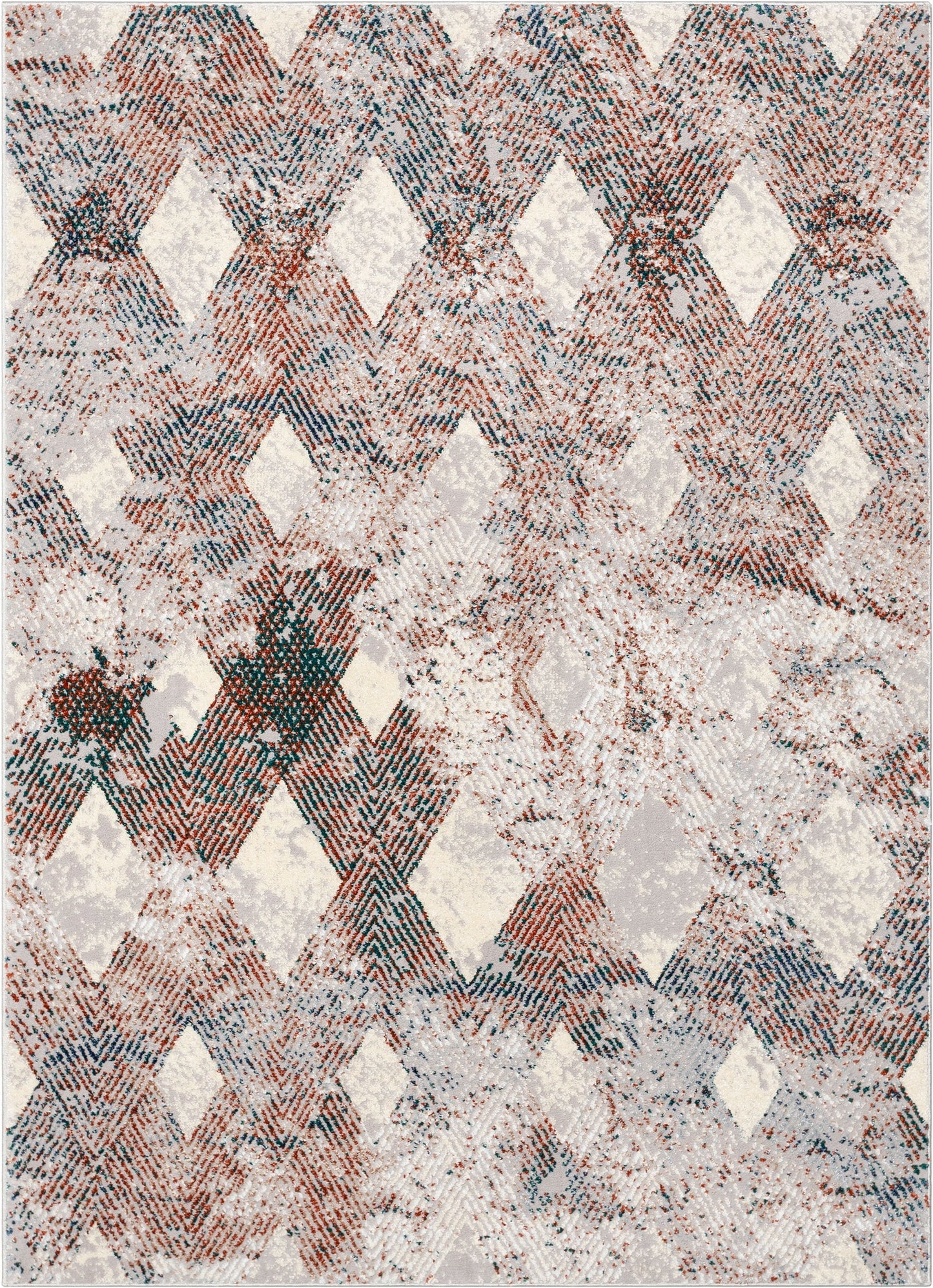 Atacama Diamond Geometric Pattern Grey High-Low Rug LEO-27