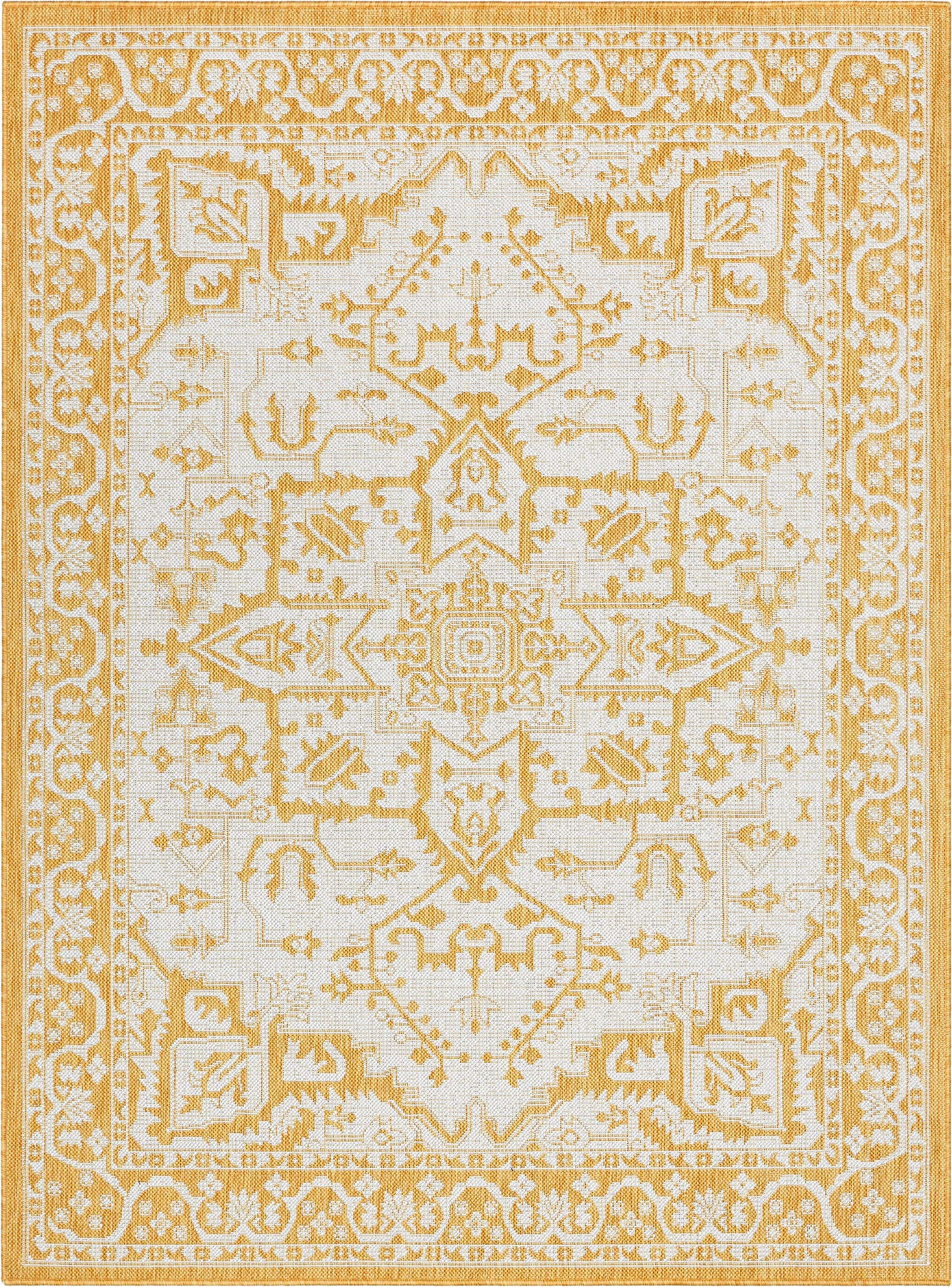 Celesine Oriental Medallion Indoor/Outdoor Yellow Flat-Weave Rug LIA-191