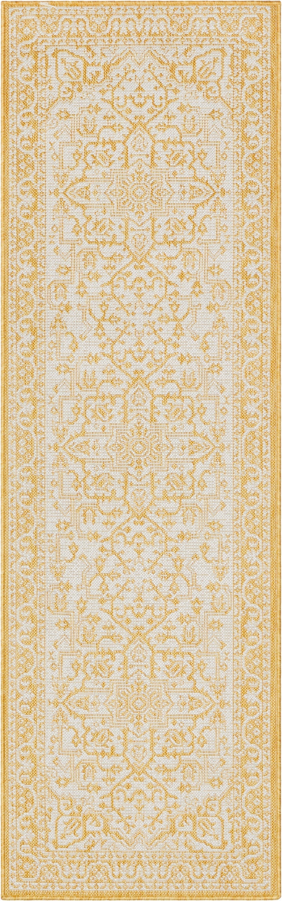 Celesine Oriental Medallion Indoor/Outdoor Yellow Flat-Weave Rug LIA-191