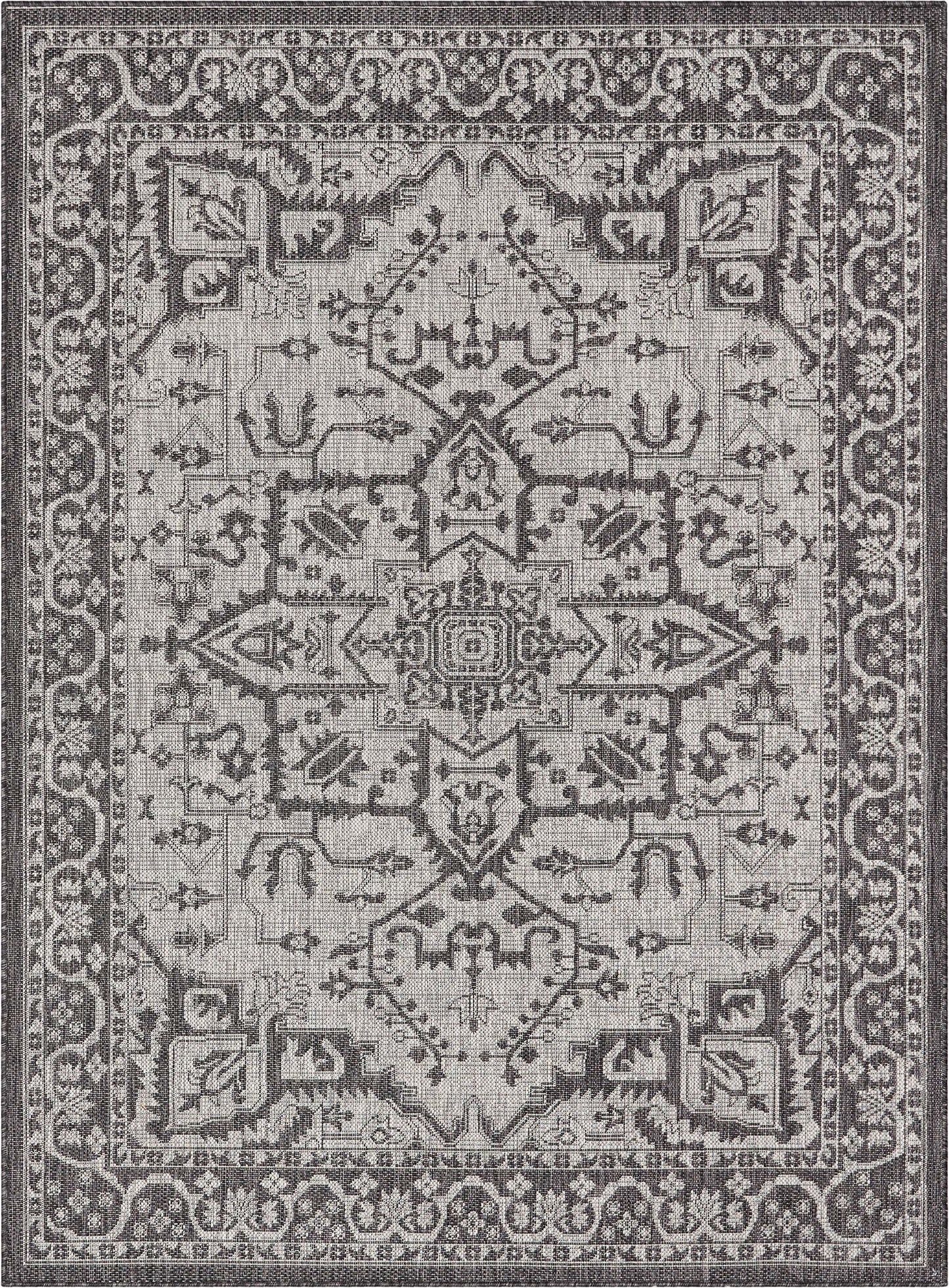 Celesine Oriental Medallion Indoor/Outdoor Black Flat-Weave Rug LIA-193