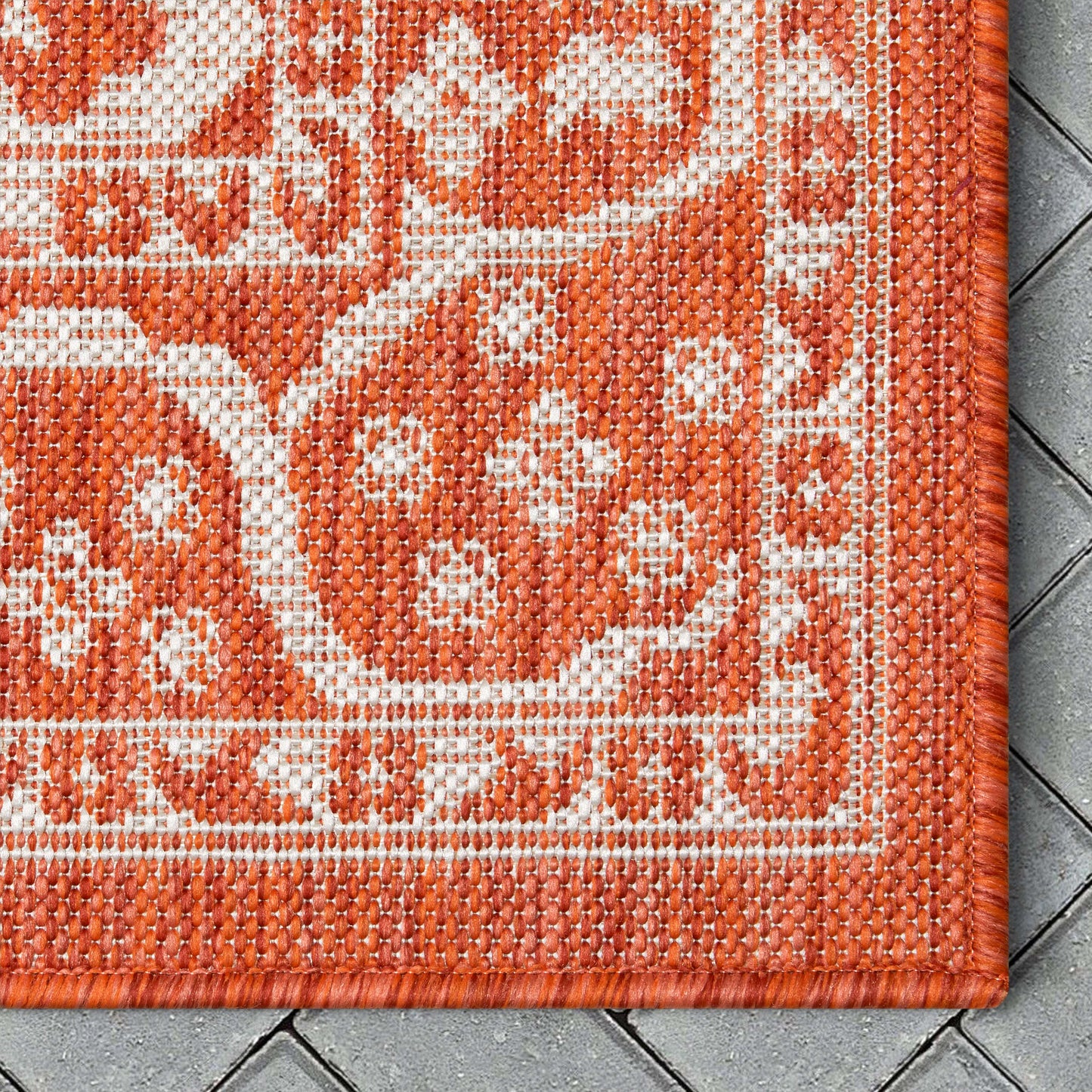 Celesine Oriental Medallion Indoor/Outdoor Orange Flat-Weave Rug LIA-199