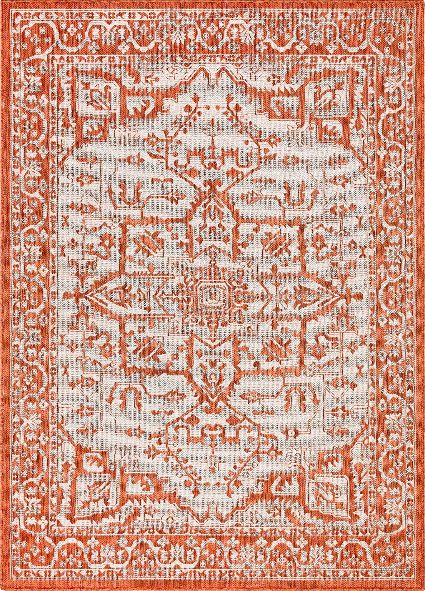 Celesine Oriental Medallion Indoor/Outdoor Orange Flat-Weave Rug LIA-199