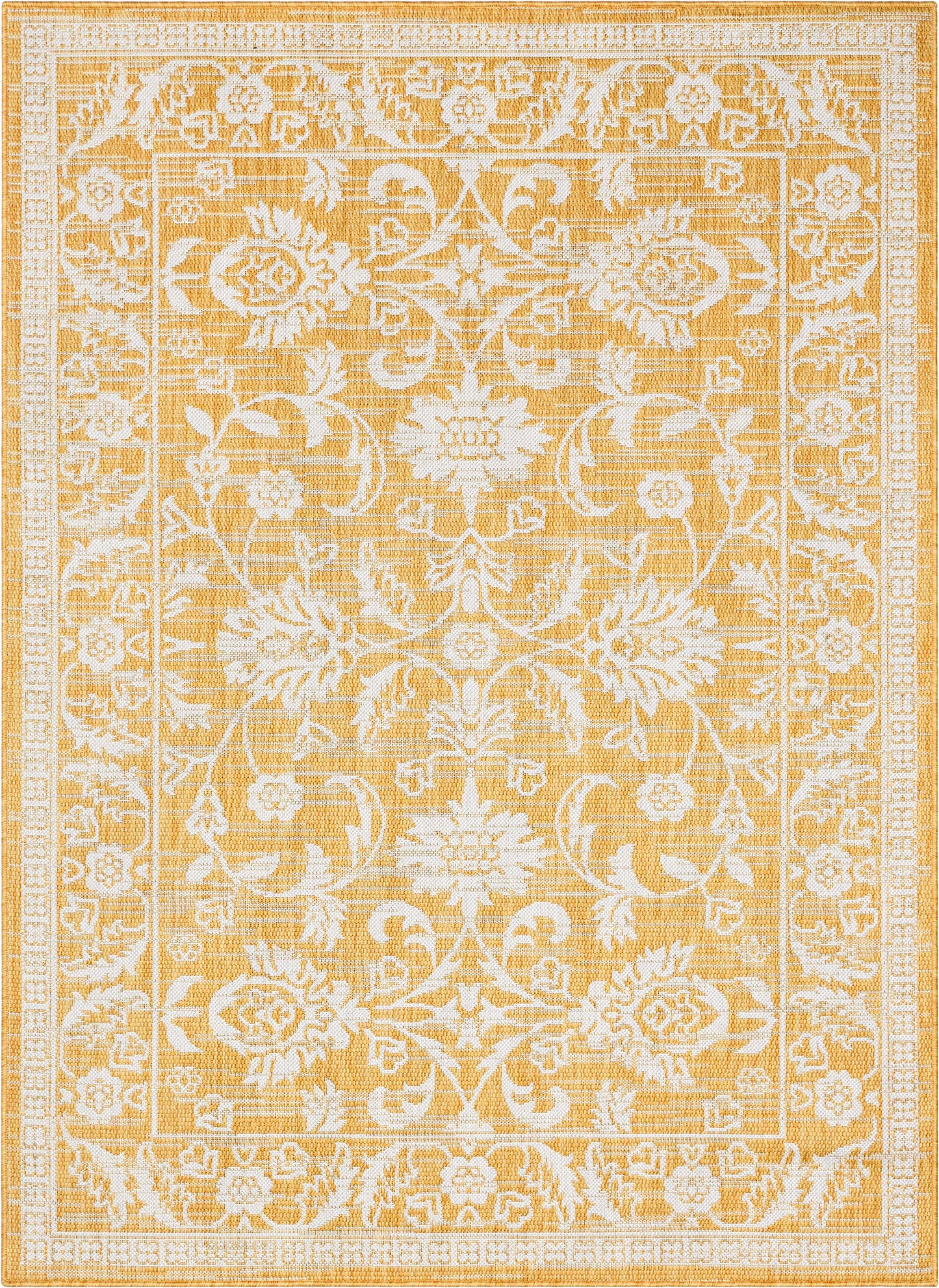 Delphi Oriental Persian Indoor/Outdoor Yellow Flat-Weave Rug LIA-201