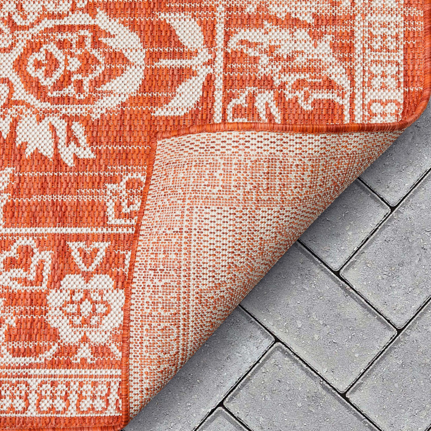Delphi Oriental Persian Indoor/Outdoor Orange Flat-Weave Rug LIA-209