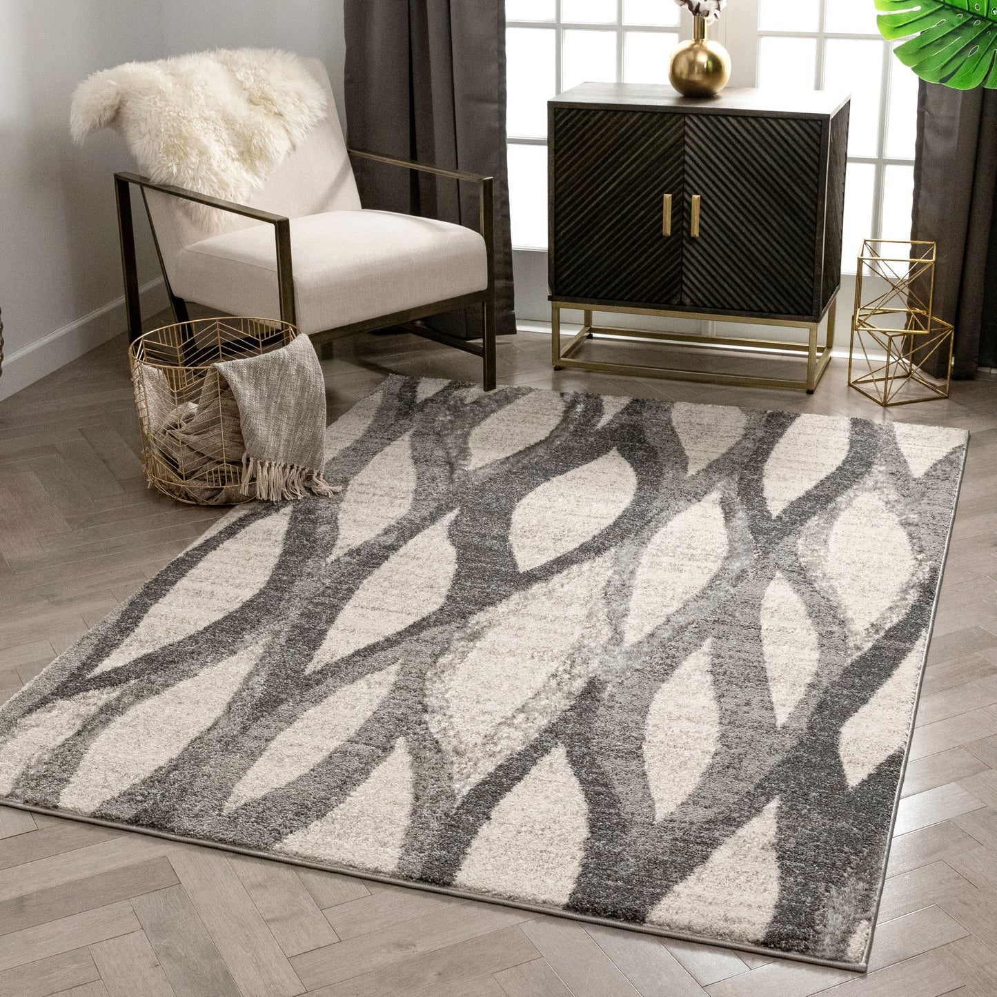 Toro Modern Ogee Geometric Ivory Rug LIS-02