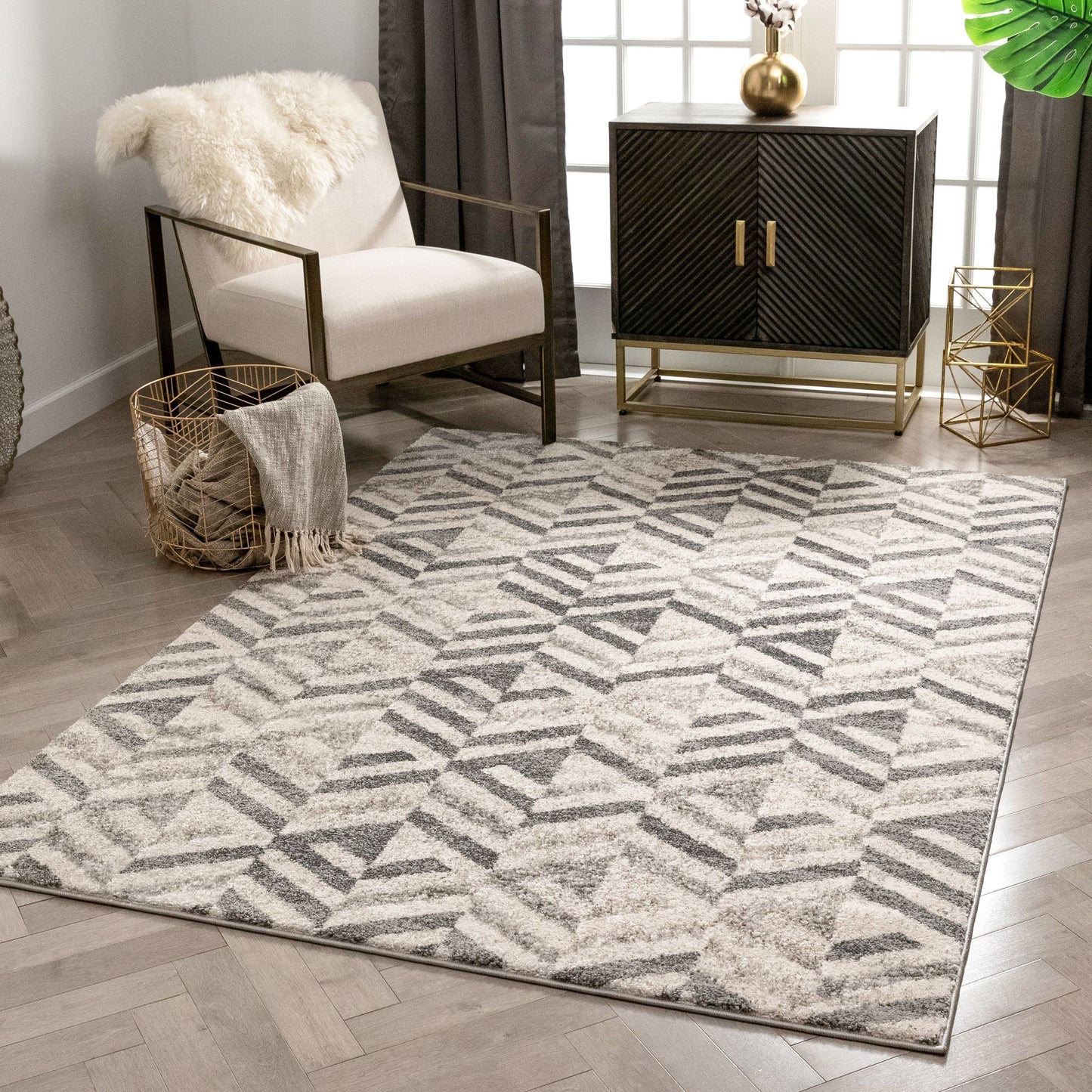 Cordoba Modern Geometric Diamond Pattern Grey Rug LIS-47