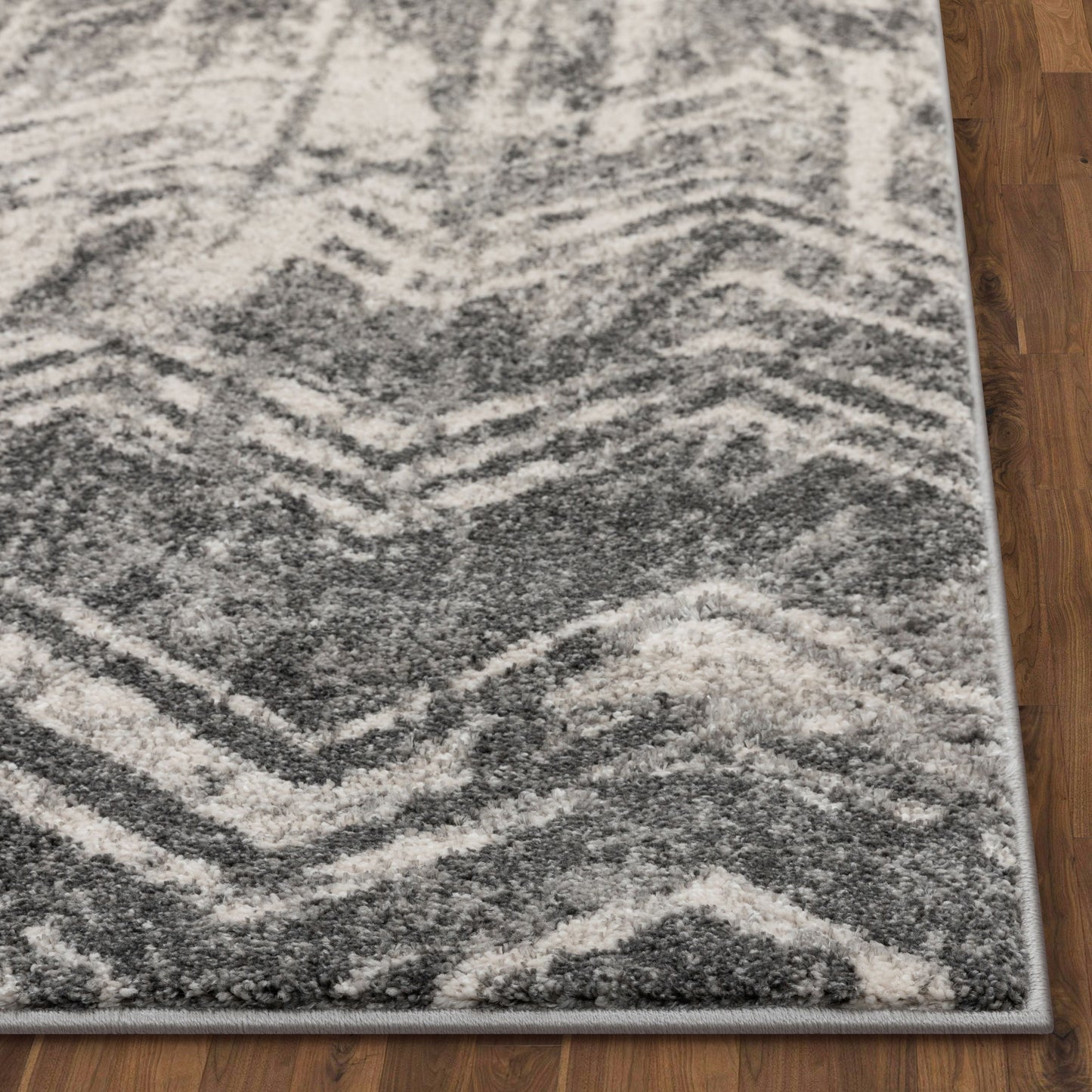 Julie Distressed Chevron Stripes Grey Rug LIS-77