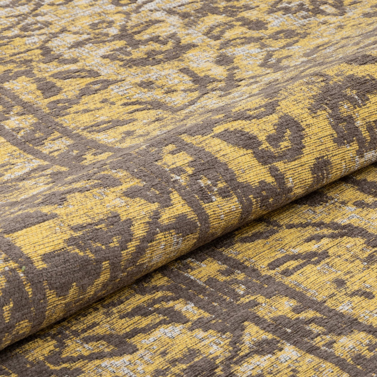 Nola Vintage Distressed Orietnal Floral Yellow Kilim-Style Rug LL-11