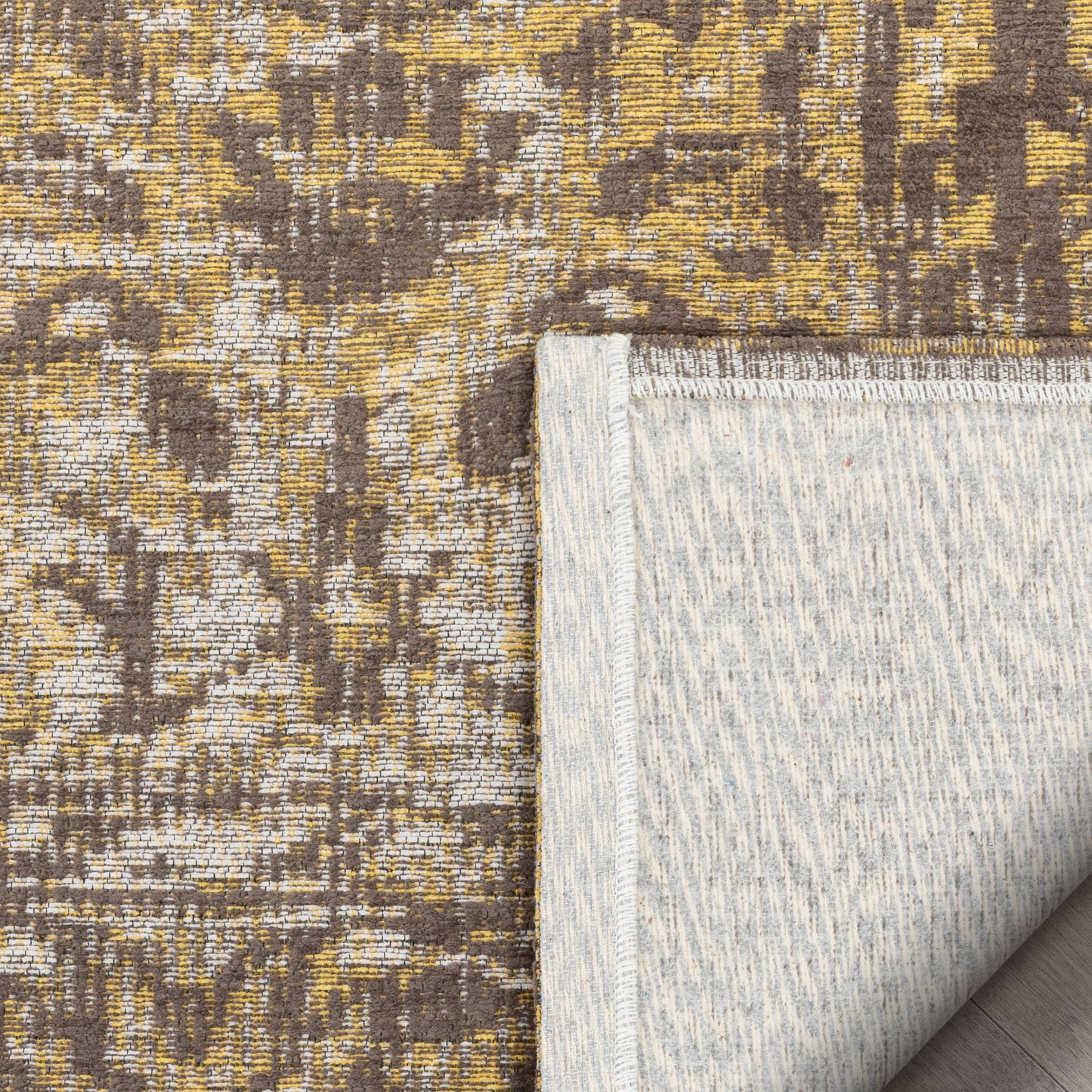 Nola Vintage Distressed Orietnal Floral Yellow Kilim-Style Rug LL-11