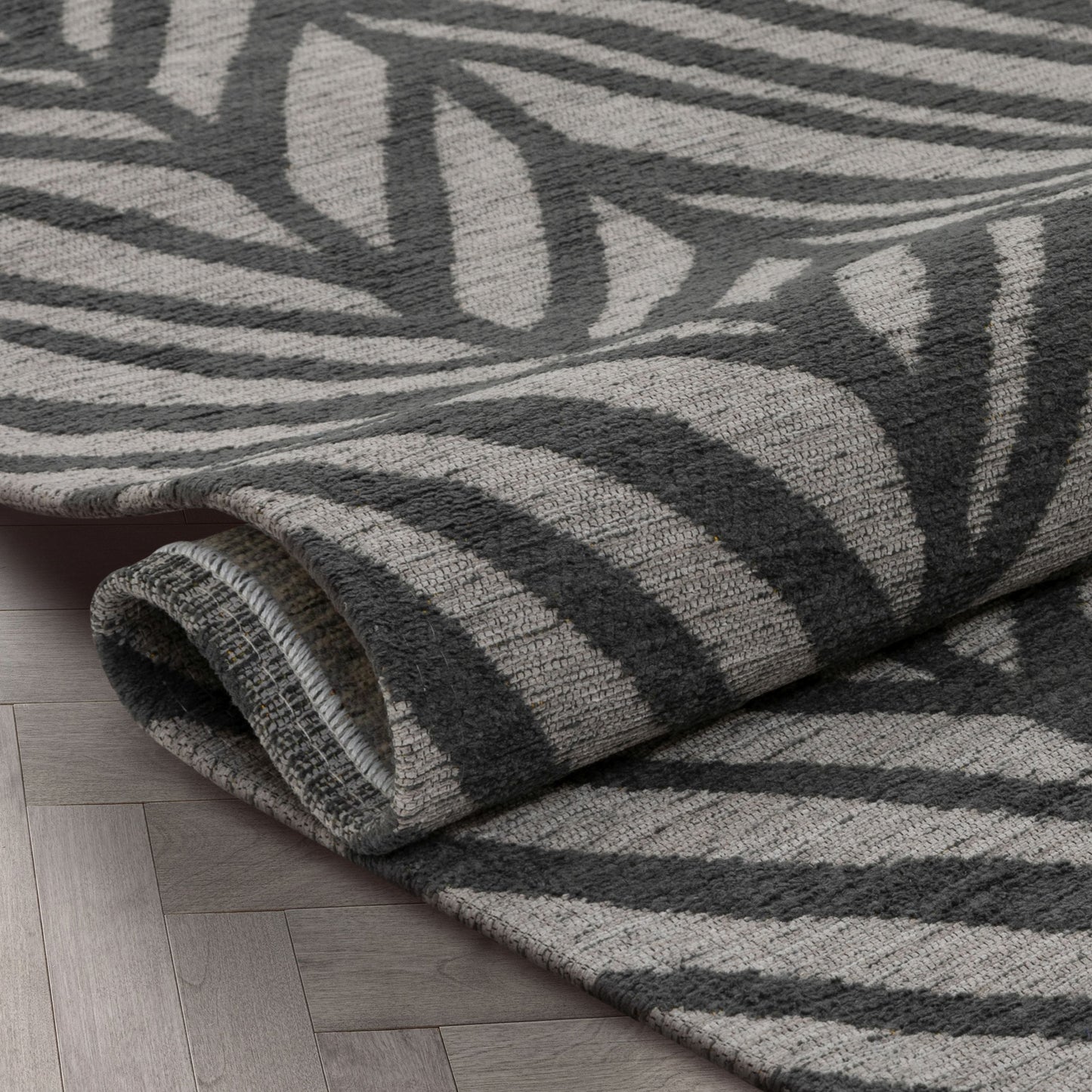 Rimini Contemporary Geometric Pattern Black Kilim-Style Rug LL-127