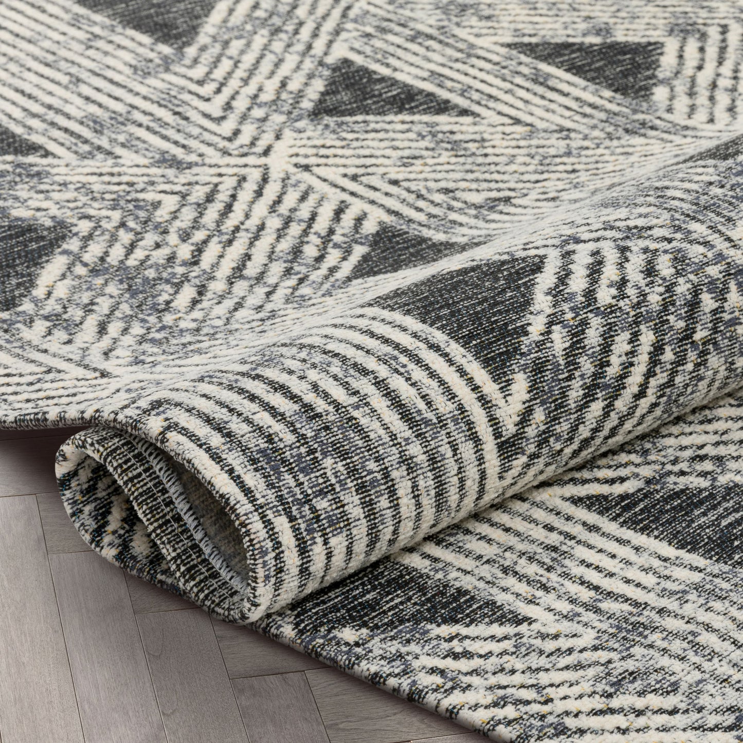 Veria Mid-Century Modern Geometric Grey Kilim-Style Rug LL-137