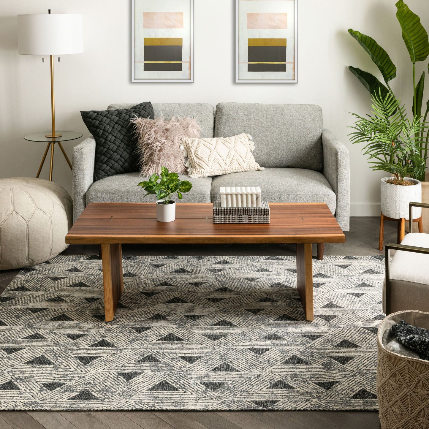 Veria Mid-Century Modern Geometric Grey Kilim-Style Rug LL-137