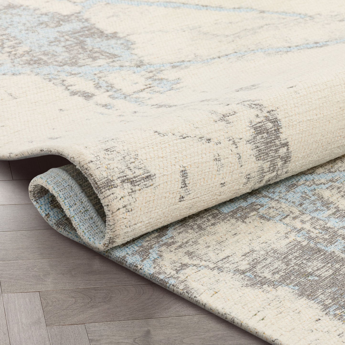 Forio Contemporary Distressed Marble Pattern Beige Kilim-Style Rug LL-22