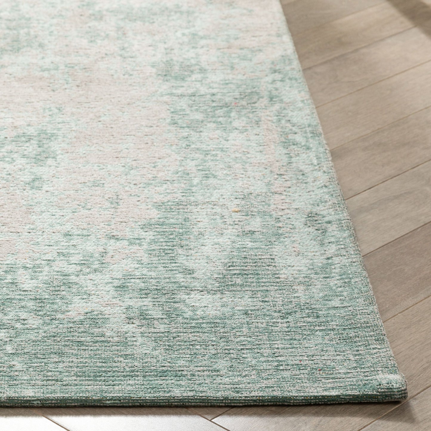 Sarno Modern Distressed Abstract Light Grey & Blue Kilim-Style Rug LL-66