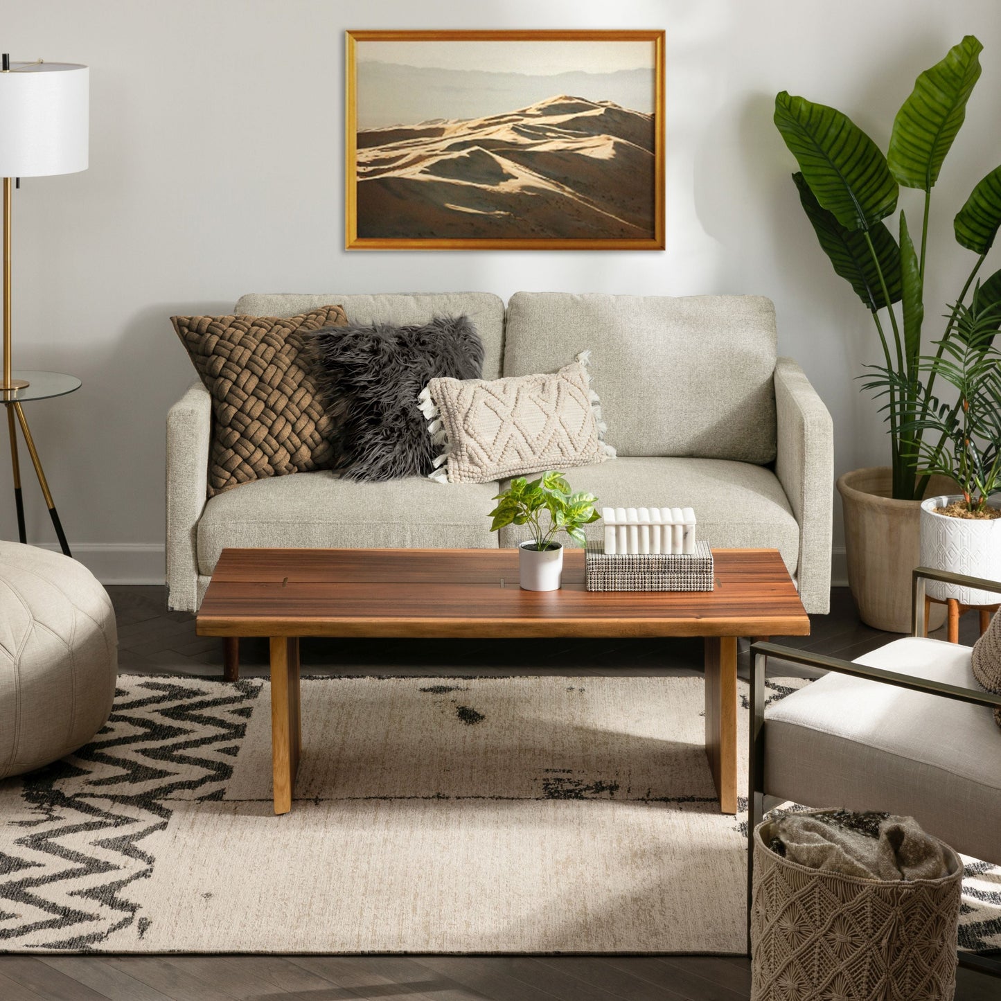 Cassino Contemporary Chevron Brown Kilim-Style Rug LL-88