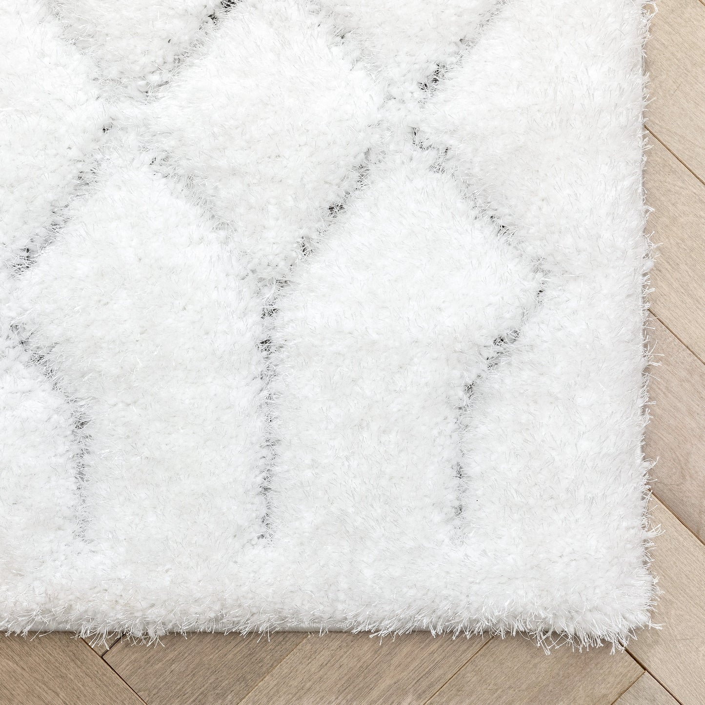 Winona Honeycomb Hexagon Pattern Shag Ivory 3D Textured Rug LOG-142