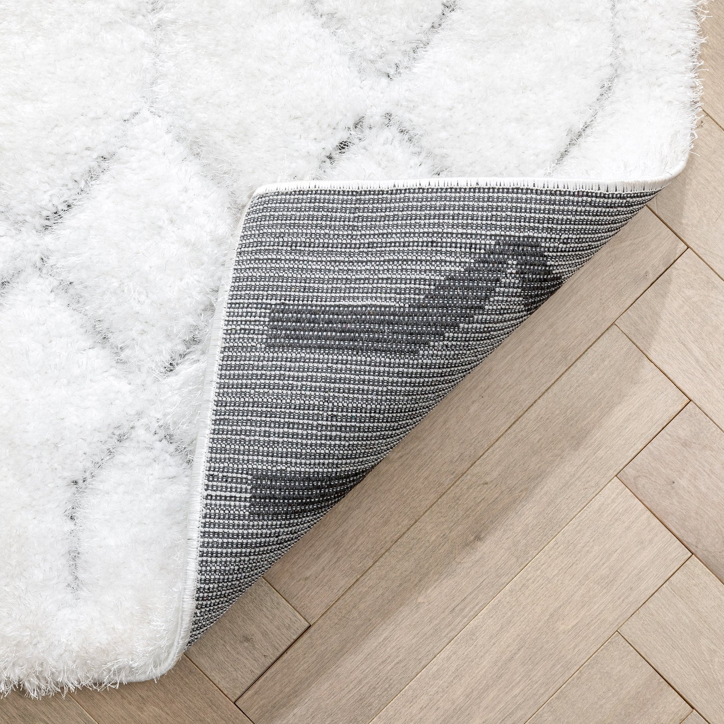 Winona Honeycomb Hexagon Pattern Shag Ivory 3D Textured Rug LOG-142