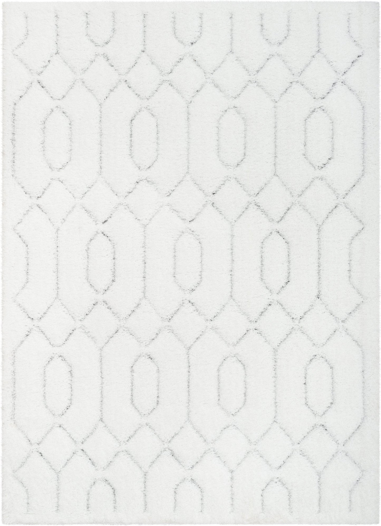 Winona Honeycomb Hexagon Pattern Shag Ivory 3D Textured Rug LOG-142