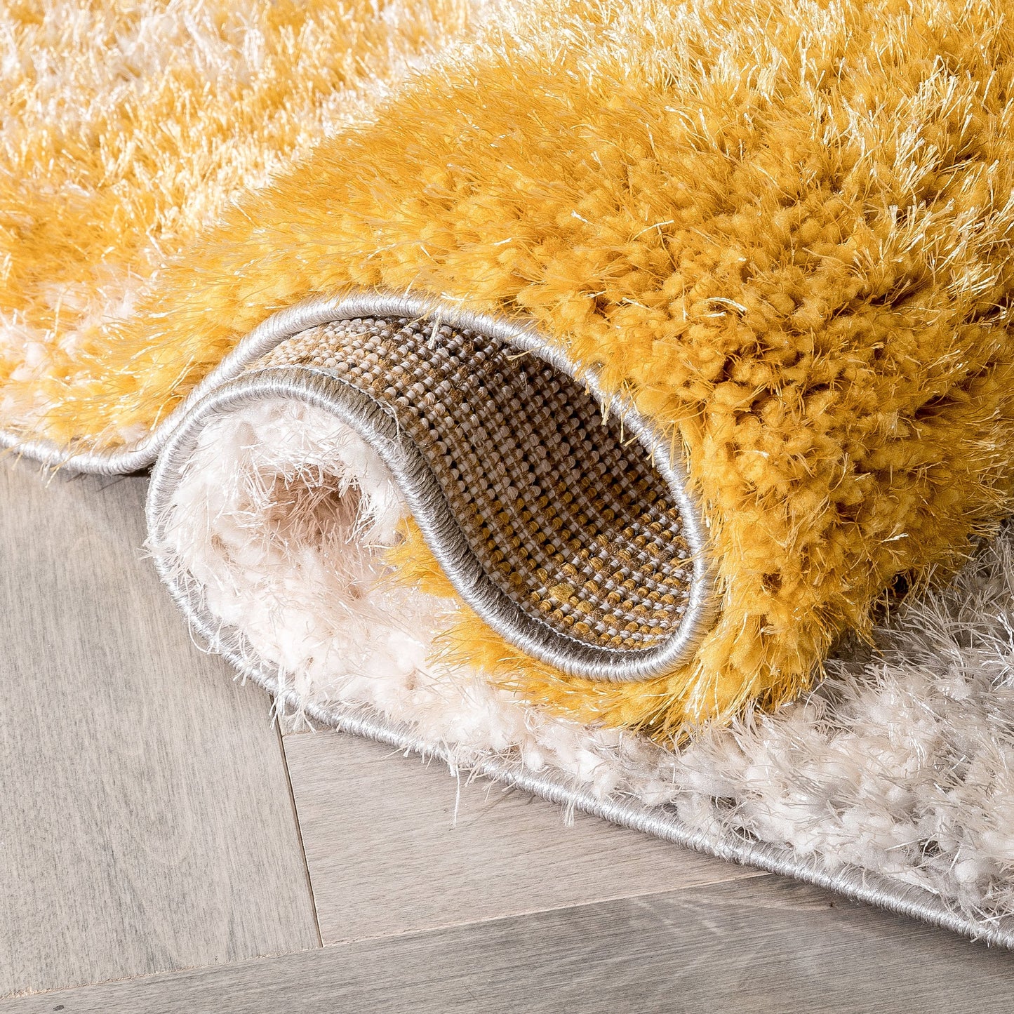 Remi Contemporary Geometric Boxes 3D Textured Shag Yellow Grey Rug LOL-21