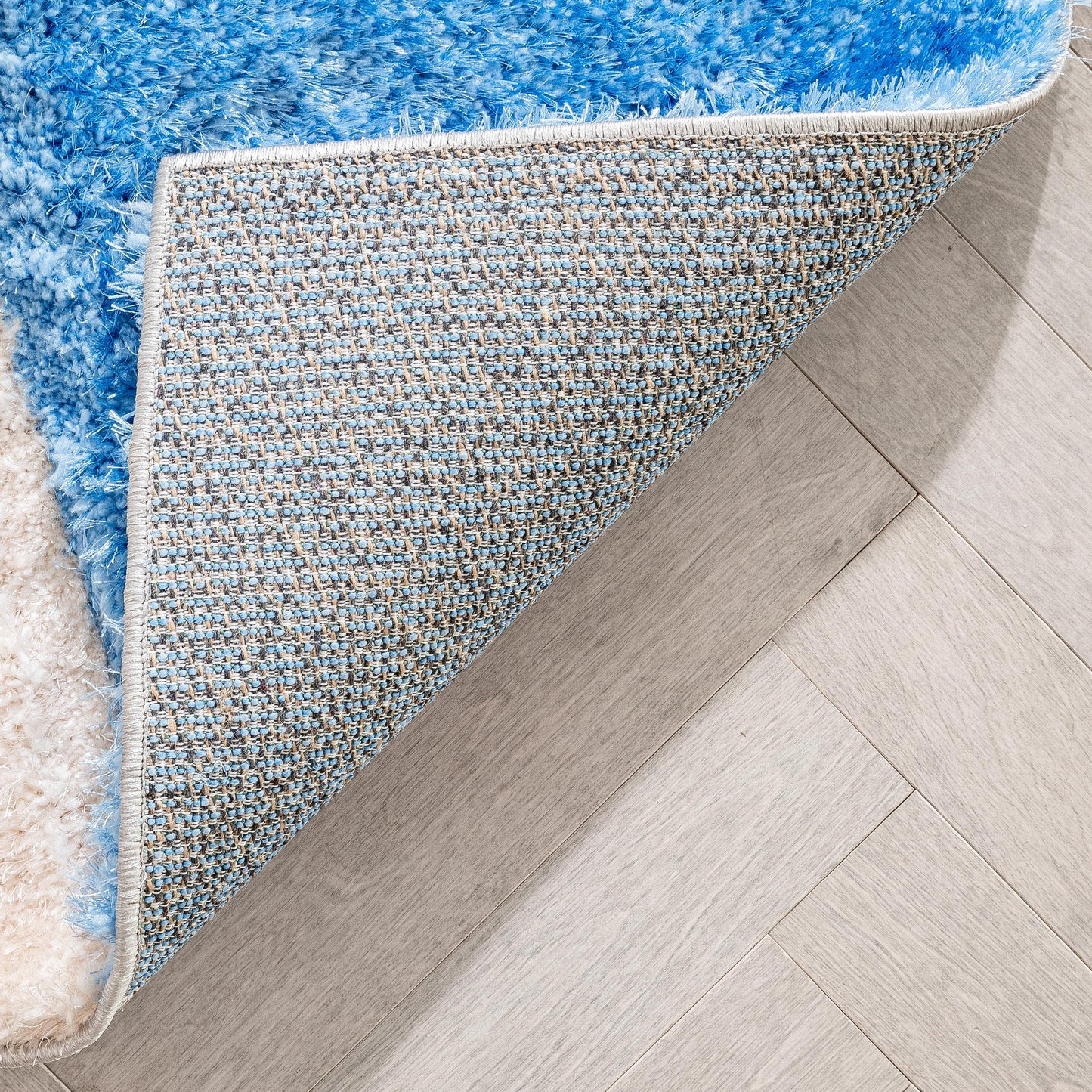 Remi Contemporary Geometric Boxes 3D Textured Shag Grey Light Blue Rug LOL-27