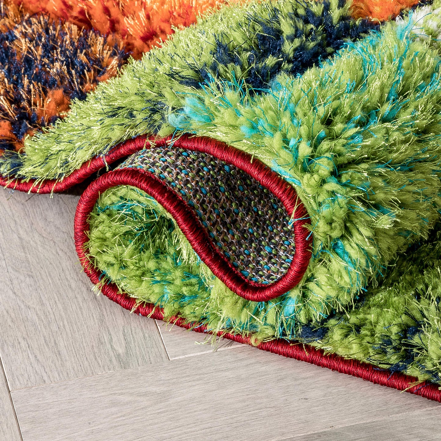 Kenzo Retro Geometric Pattern 3D Textured Shag Multi Rug LOL-30