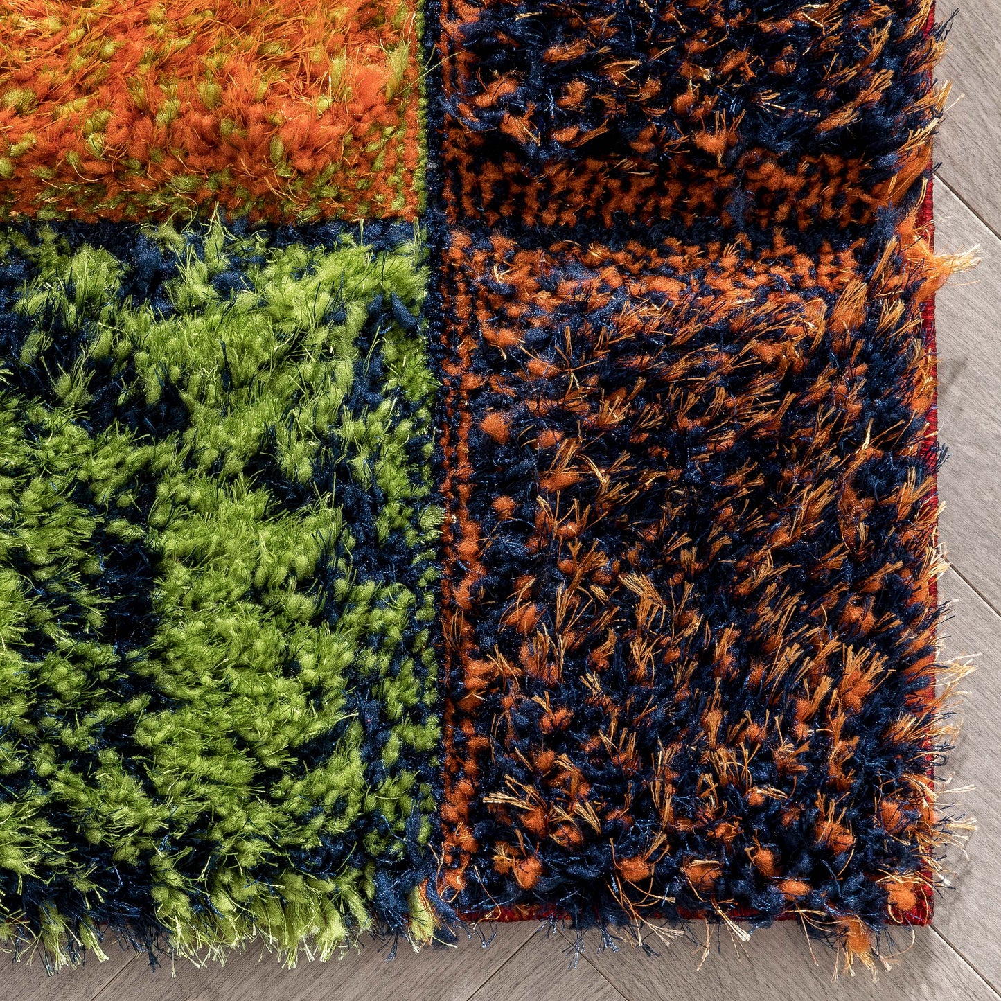 Kenzo Retro Geometric Pattern 3D Textured Shag Multi Rug LOL-30