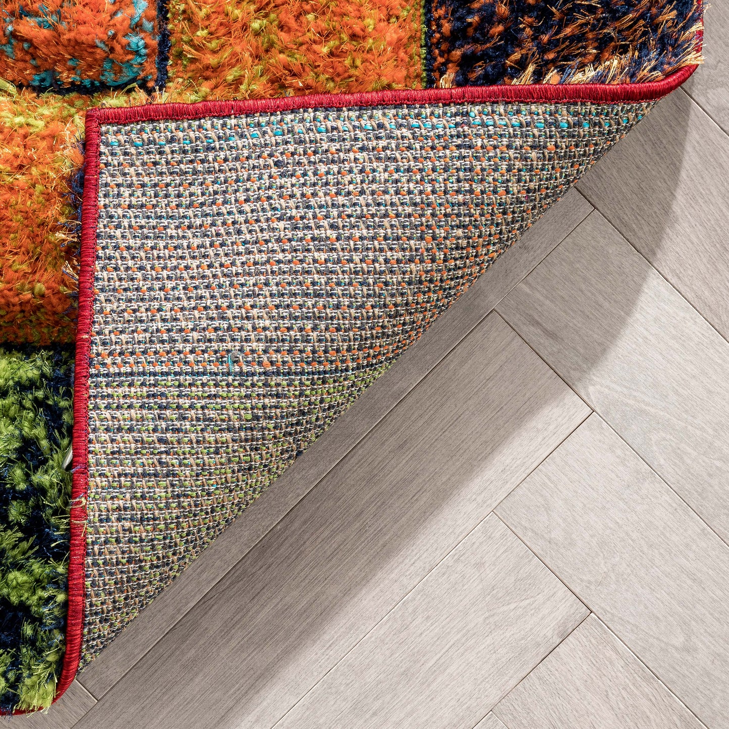 Kenzo Retro Geometric Pattern 3D Textured Shag Multi Rug LOL-30
