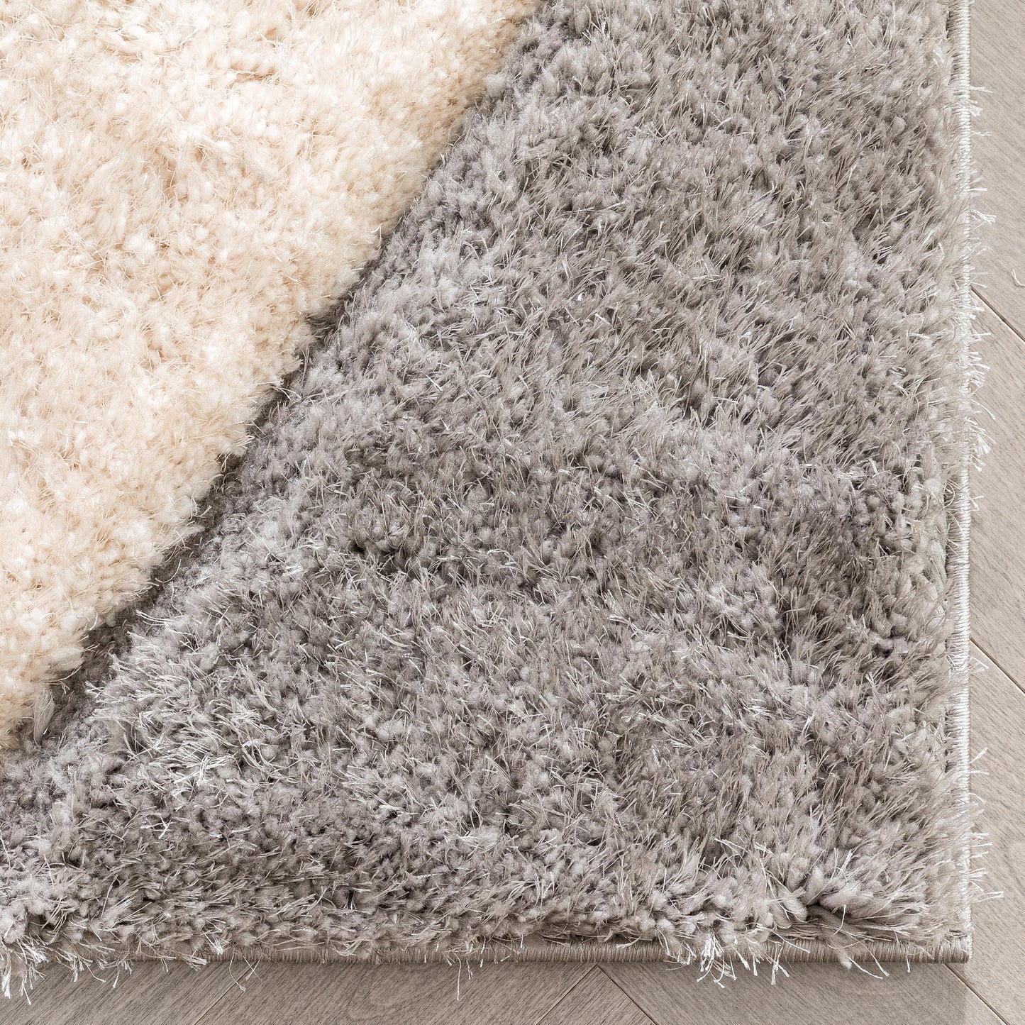 Mika Retro Chevron 3D Textured Shag Pink Grey Rug LOL-49