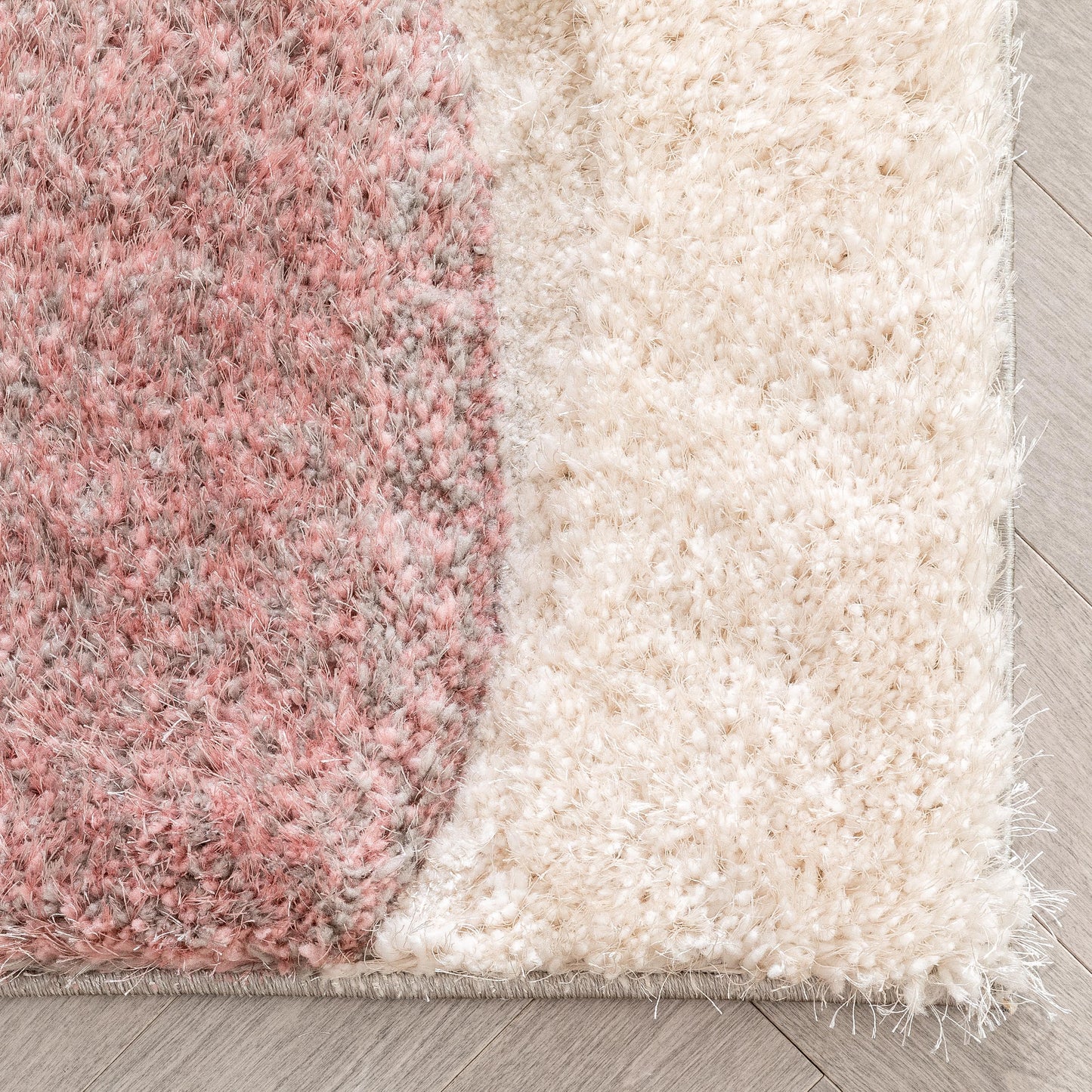 Remi Modern Geometric Stripes 3D Textured Shag Blush Gold Rug LOL-59