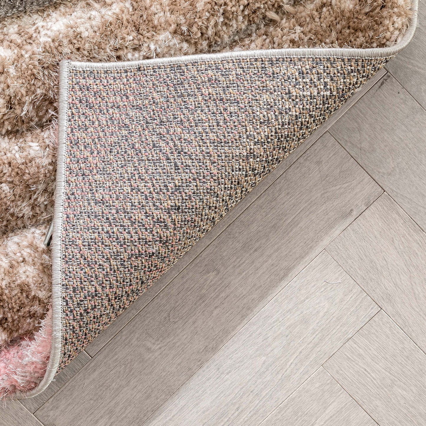 Elsie Modern Abstract Waves 3D Textured Shag Grey Pink Rug LOL-67
