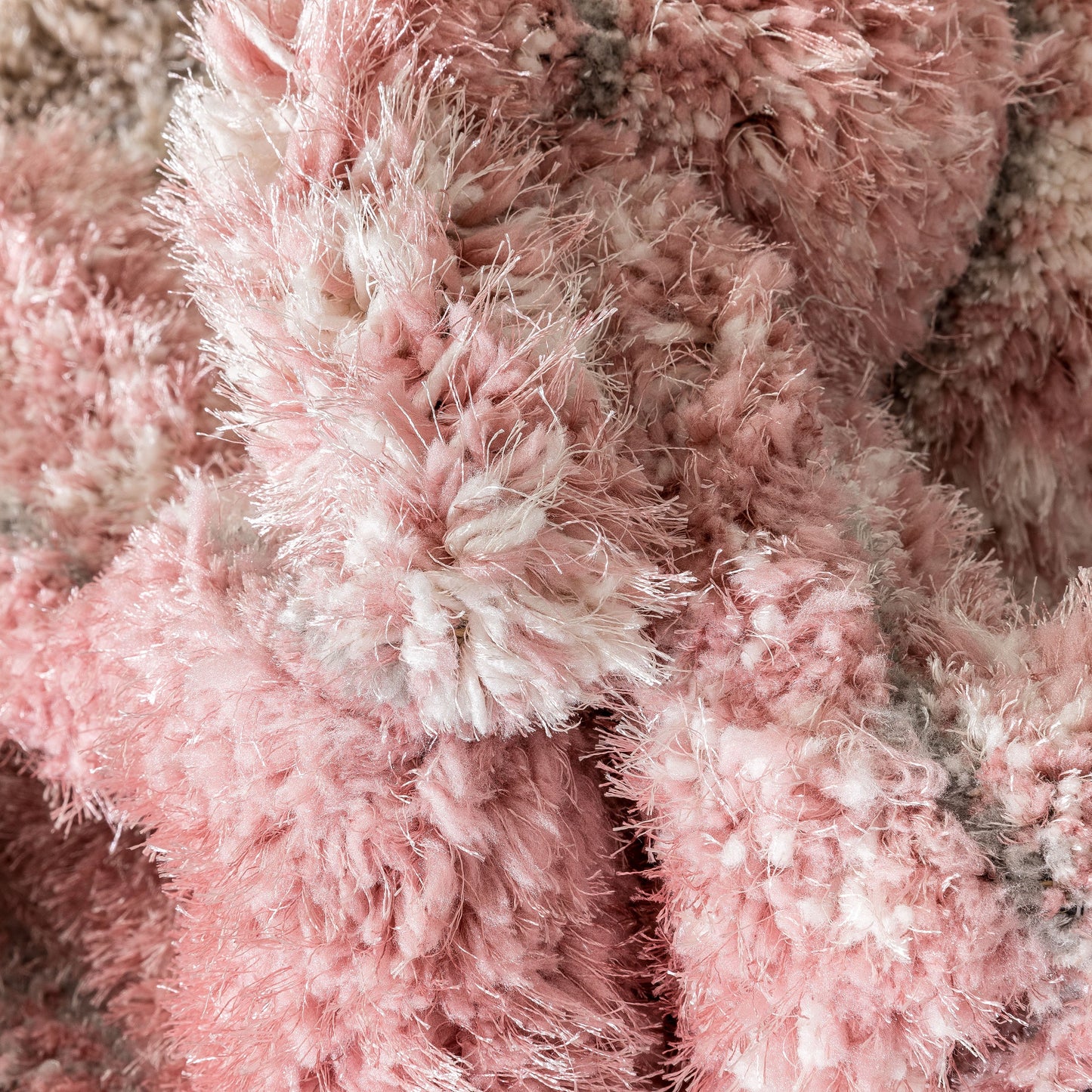 Elsie Modern Abstract Waves 3D Textured Shag Grey Pink Rug LOL-67