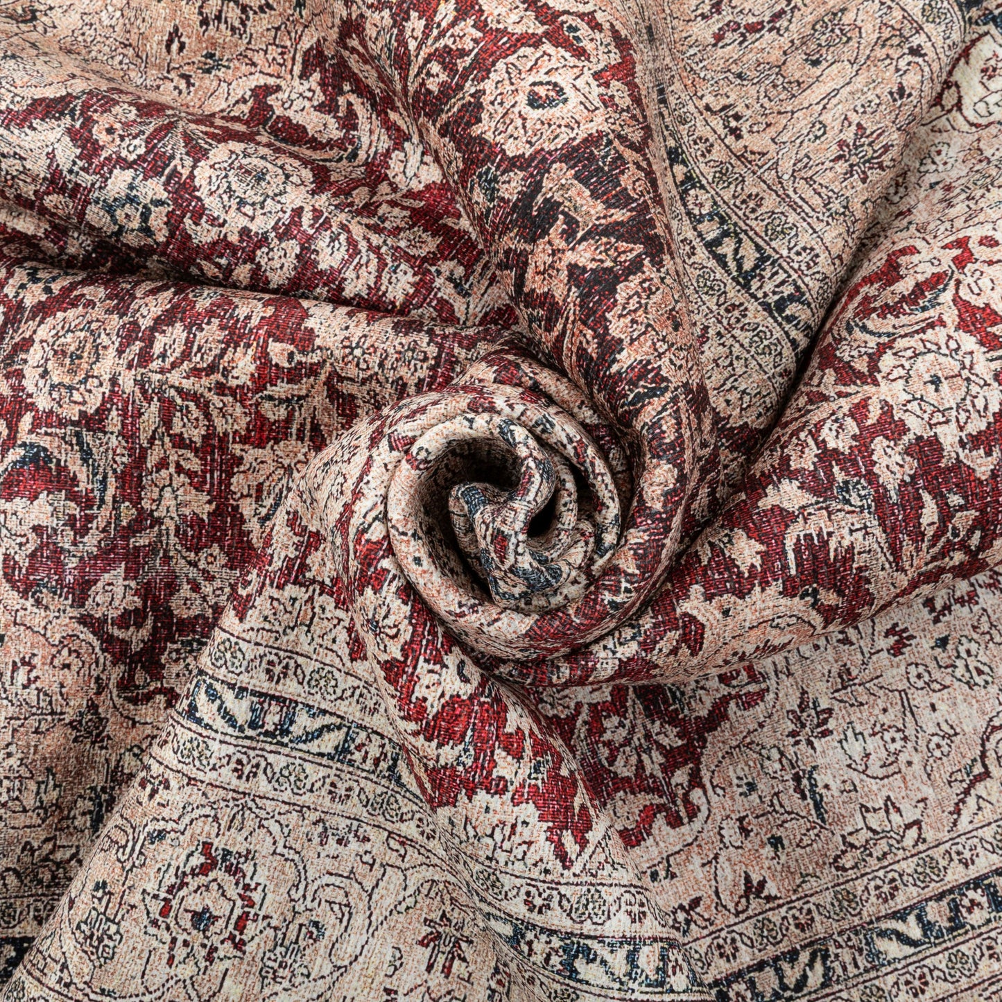 Tonti Machine Washable Vintage Medallion Oriental Red Flat-Weave Distressed Rug LOT-170