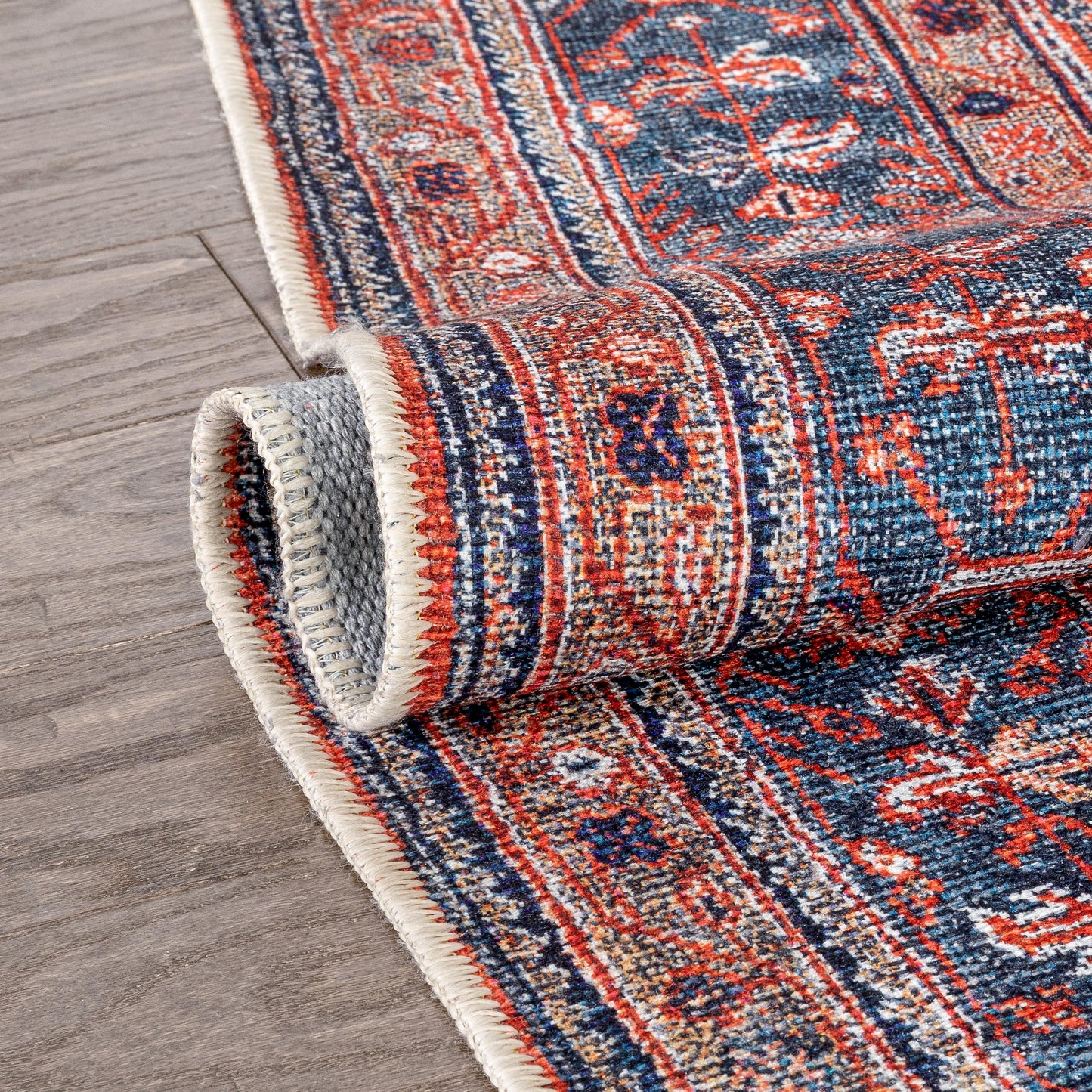 Daliah Machine Washable Vintage Persian Oriental Red Flat-Weave Rug LOT-240-