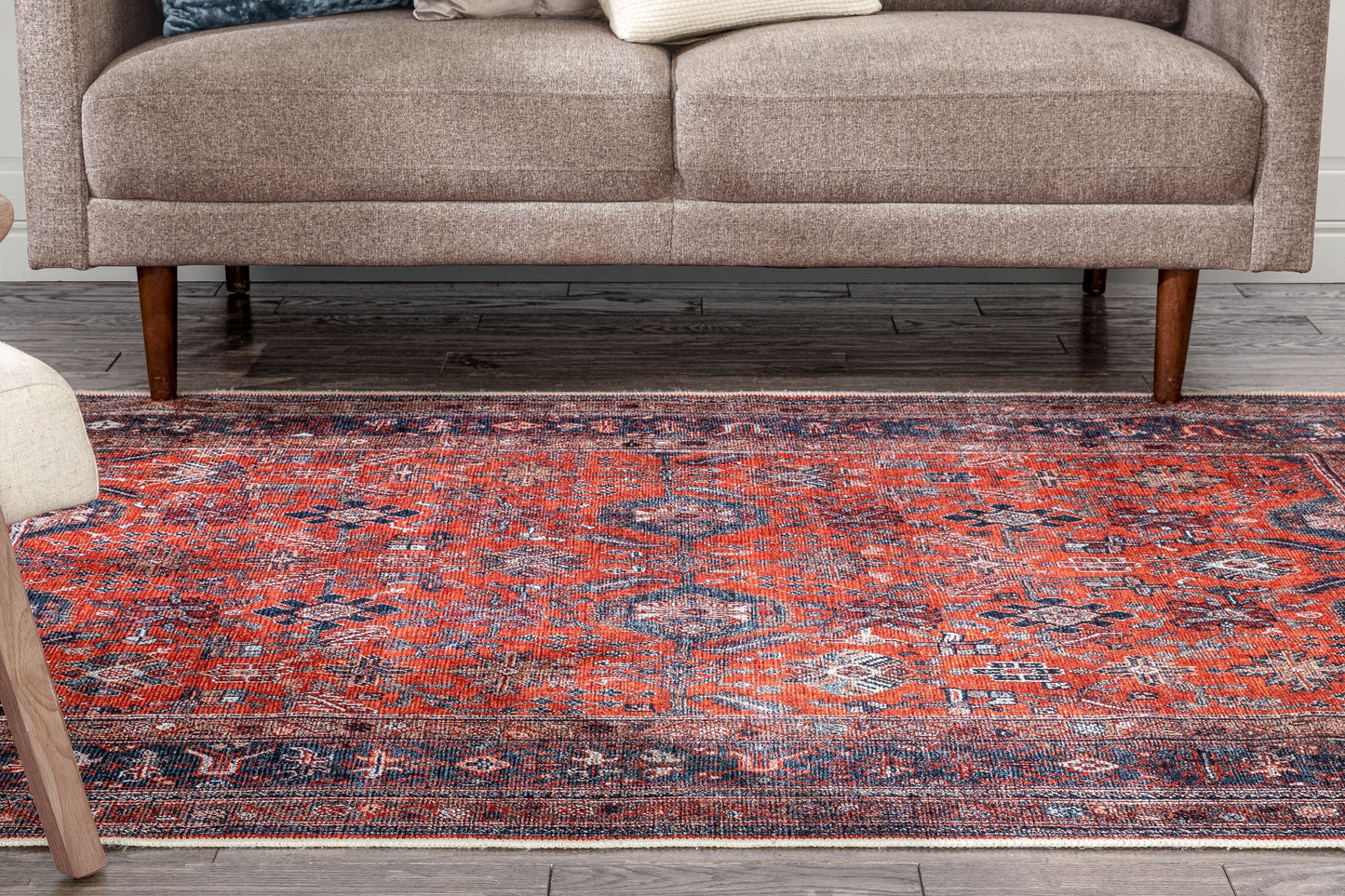 Daliah Machine Washable Vintage Persian Oriental Red Flat-Weave Rug LOT-240-